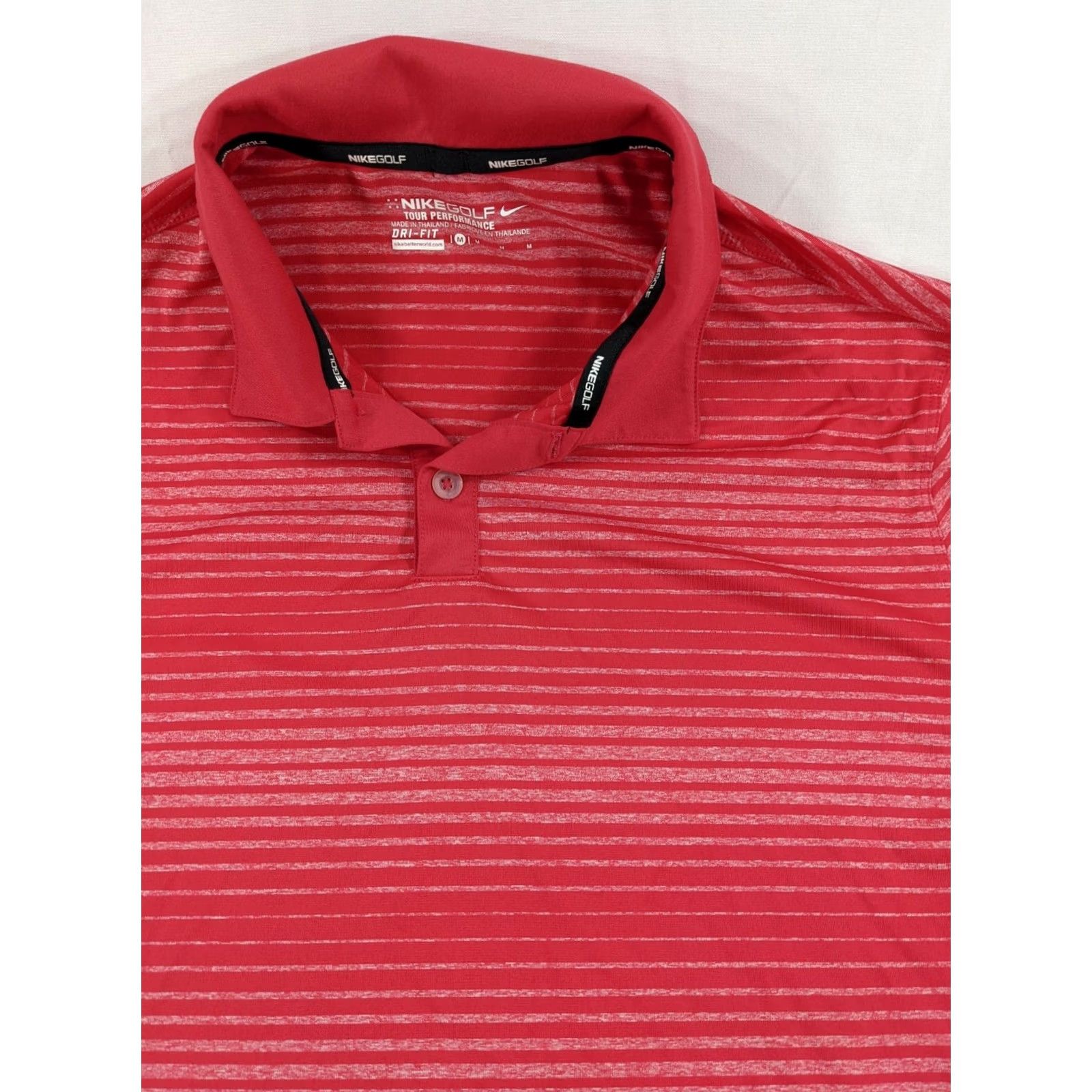 Nike NIKE Golf Tour Performance Dri-fit Men’s Polo Size M Pink Striped Shirt Size US M / EU 48-50 / 2 - 2 Thumbnail