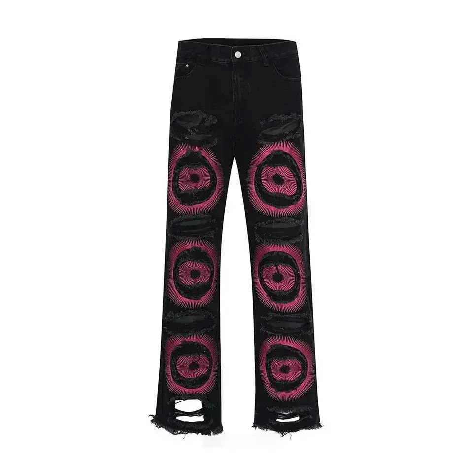 Japanese Brand Men's Torn Patchwork Jeans Loose Straight Ripped Casual Size US 30 / EU 46 - 1 Thumbnail