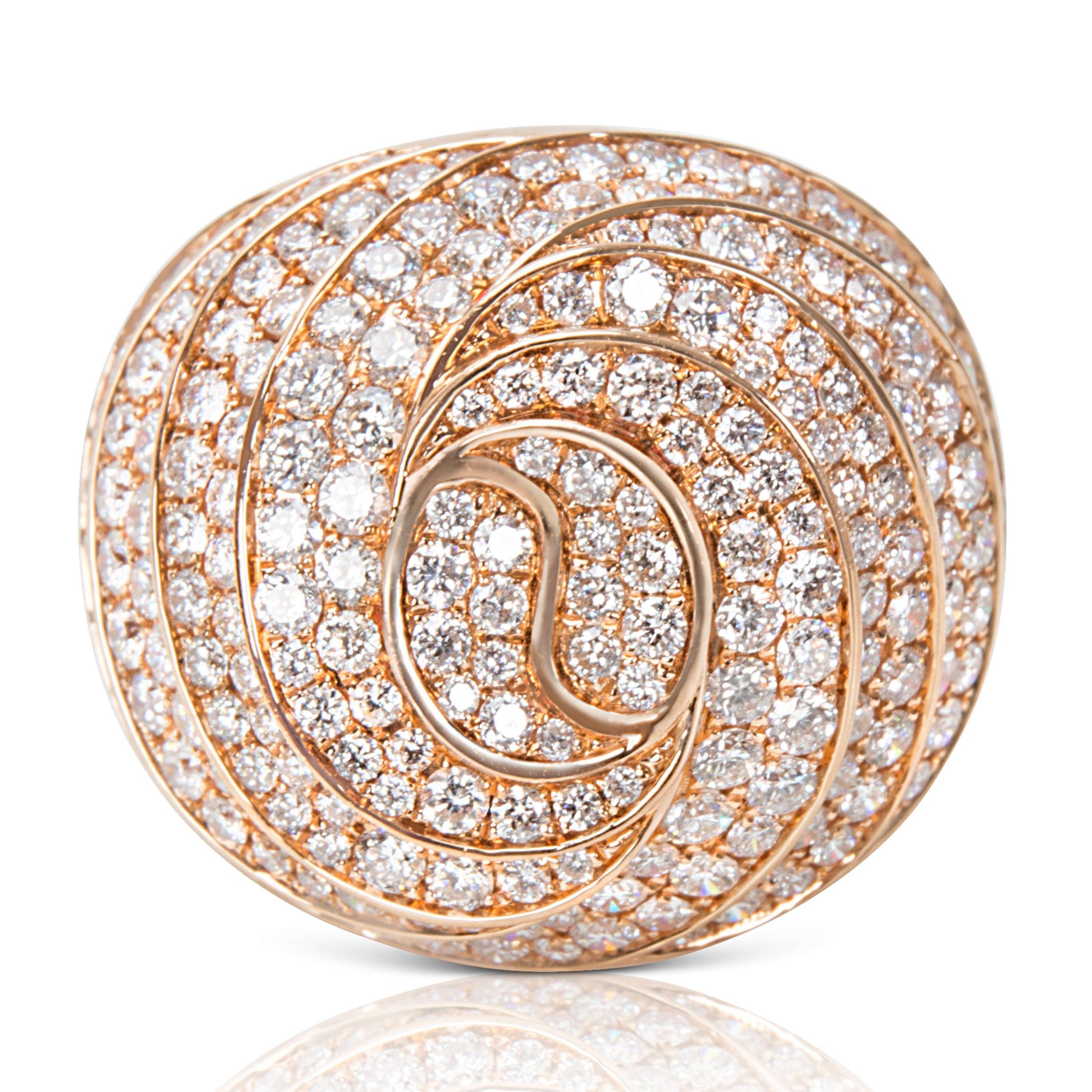 image of Tiffany Co Pave Diamond Swirl Ring In 18Kt Pink Gold 4.61 Ctw, Women's