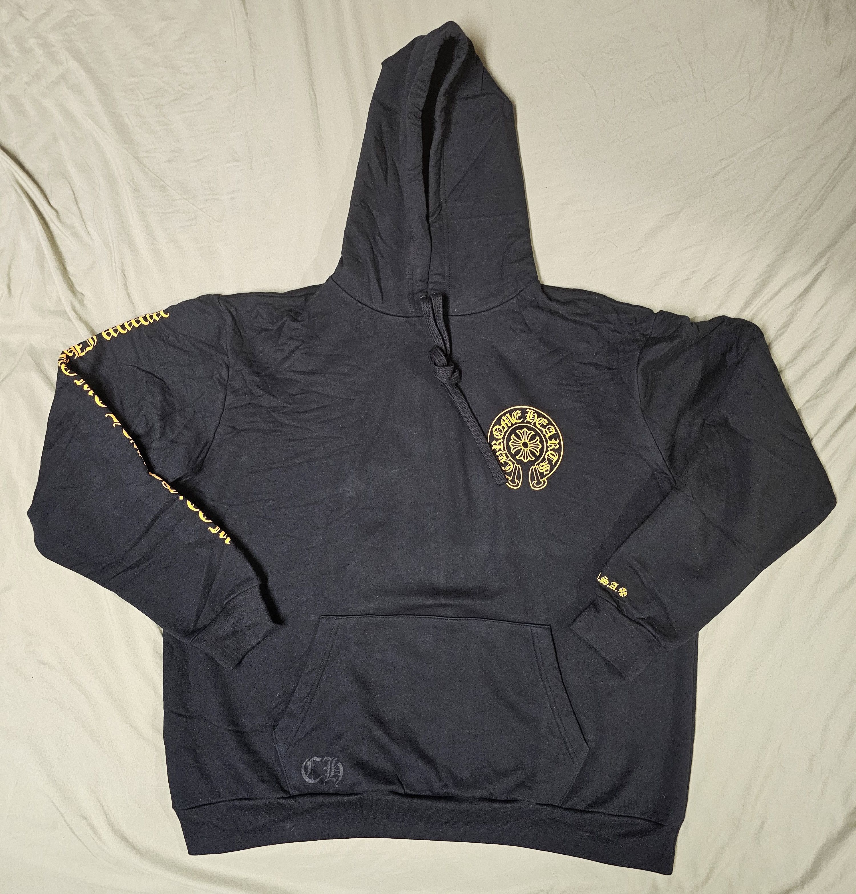 Image of Chrome Hearts Online Exclusive Hoodie in Black/Yellow, Men's (Size XL)