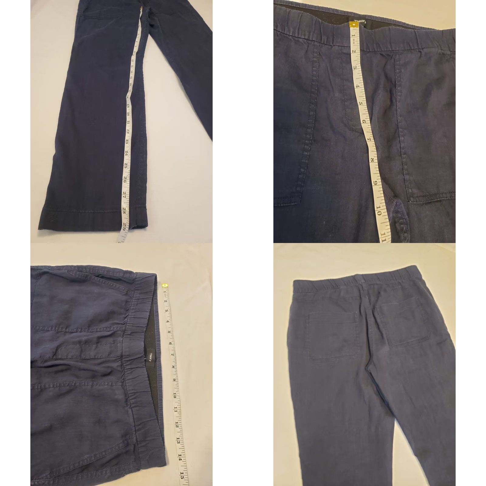Theory THEORY Northsound Linen Blend Joggers Pants Navy Blue Size 8 Crunch Size 30" / US 8 / IT 44 - 8 Thumbnail