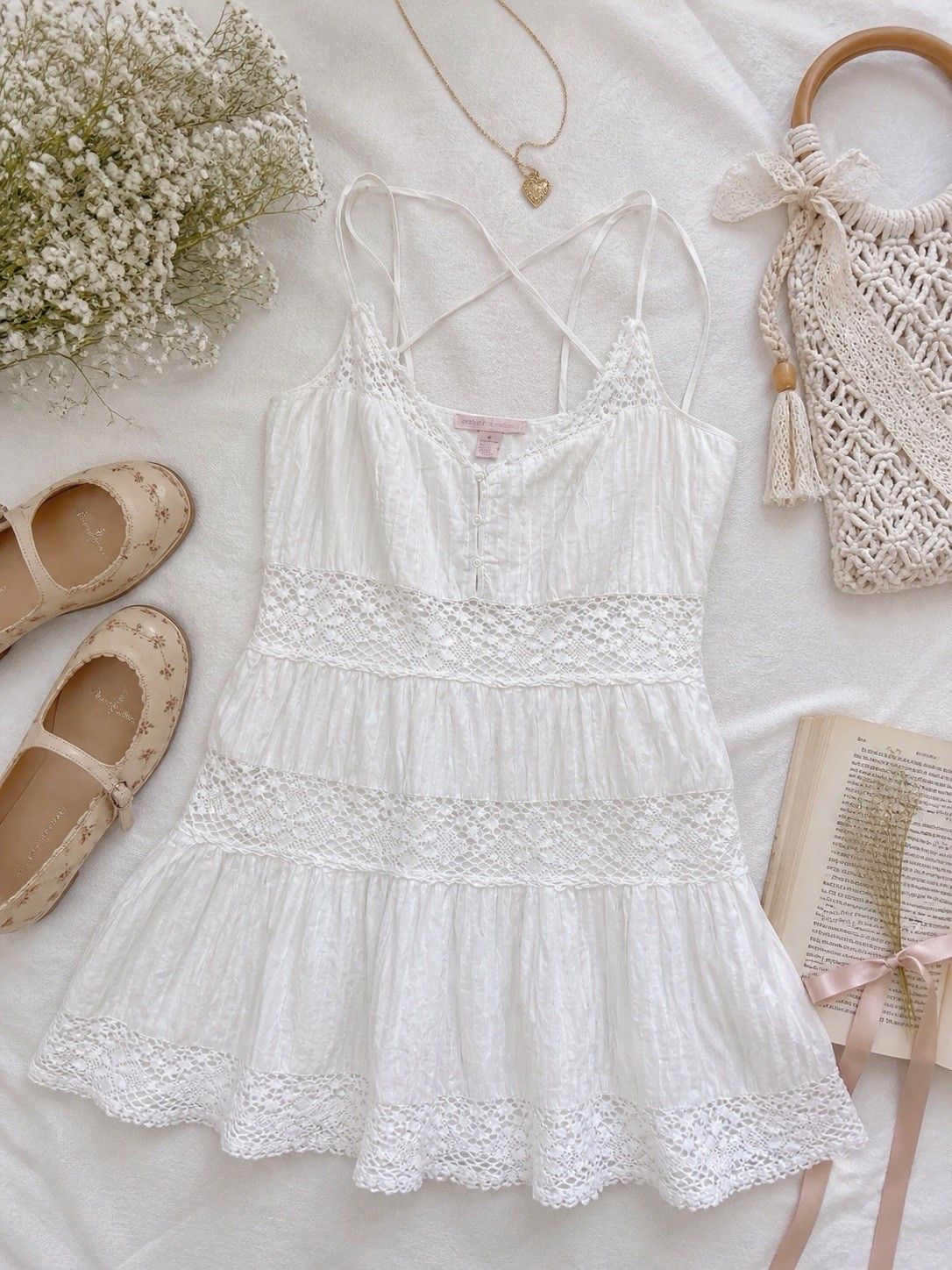 Rebecca Taylor Rebecca Taylor White Crochet Trim Textured Cotton Babydoll Size S / US 4 / IT 40 - 1 Thumbnail