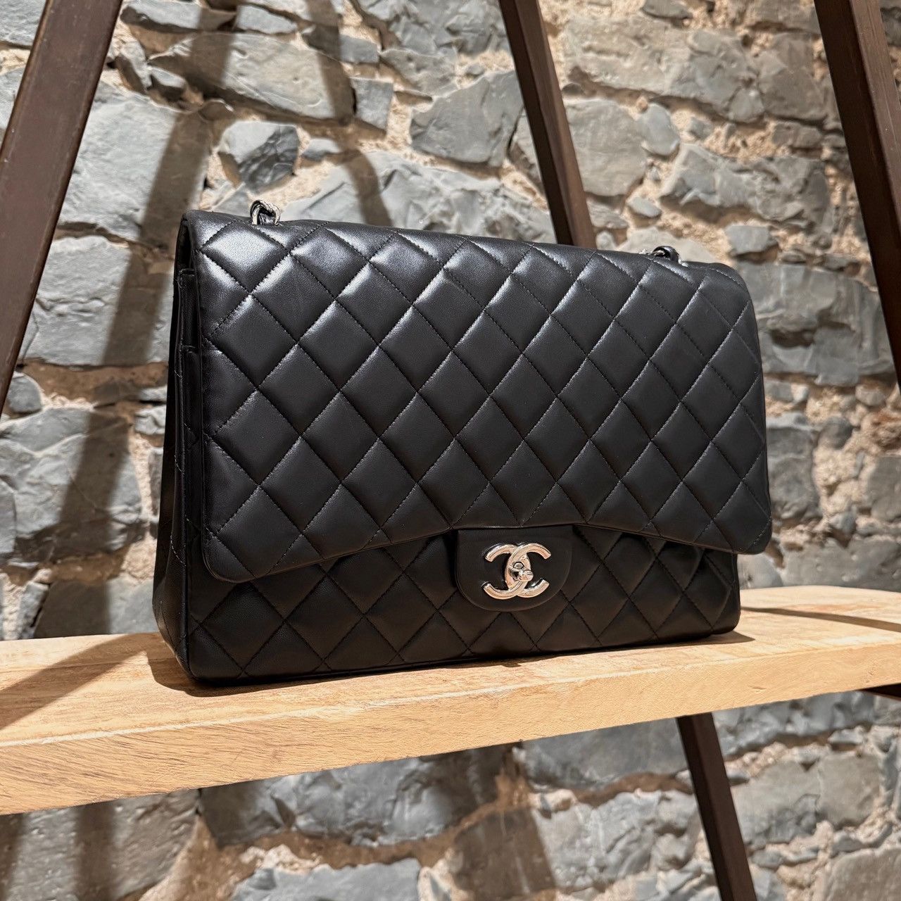 Chanel Chanel Black Lambskin Classic Maxi Double Flap Bag Size ONE SIZE - 3 Thumbnail