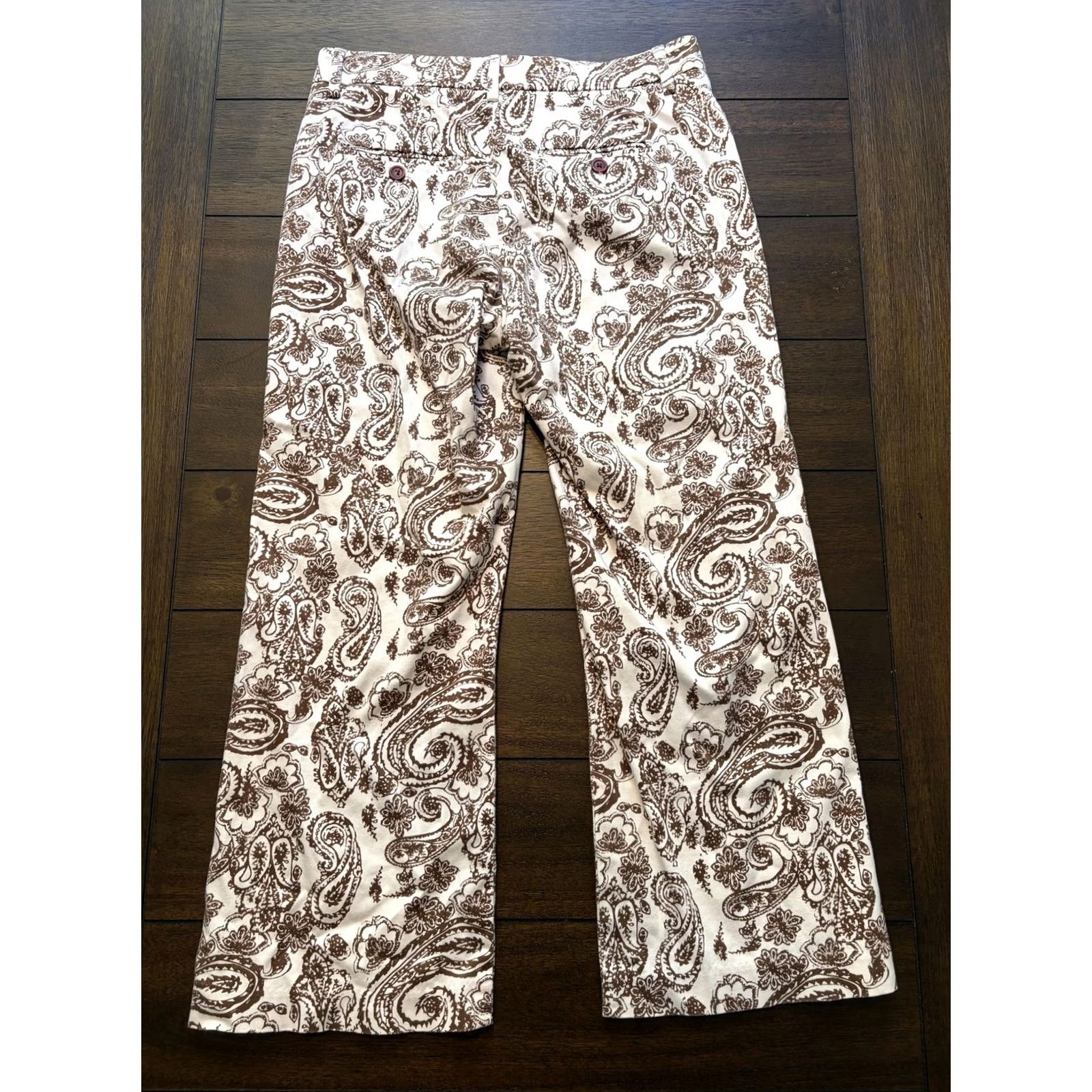 Lee Lee Pants Womens M Brown Jeans Paisley One True Fit Stretch Cotton Capri Size 32" / US 10 / IT 46 - 5 Thumbnail