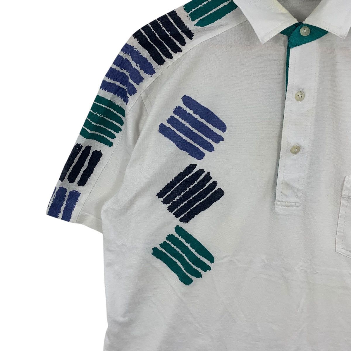 Vintage Vintage 90s COTTON MIST Abstract Painting Jersey Polo Tee Size US L / EU 52-54 / 3 - 7 Thumbnail