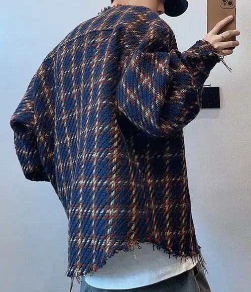 VIBE Vintage Street y2k Striped Plaid Loose Casual Jacket Coat Size US XL / EU 56 / 4 - 4 Thumbnail