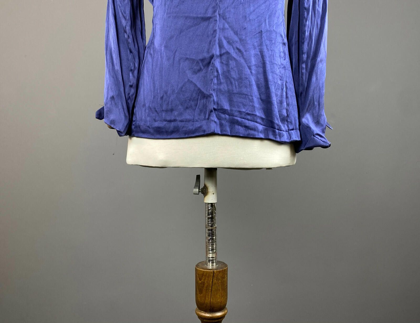 Designer Onorati Blue Silk Button Down Long Sleeve Shirt Size M Size M / US 6-8 / IT 42-44 - 6 Thumbnail