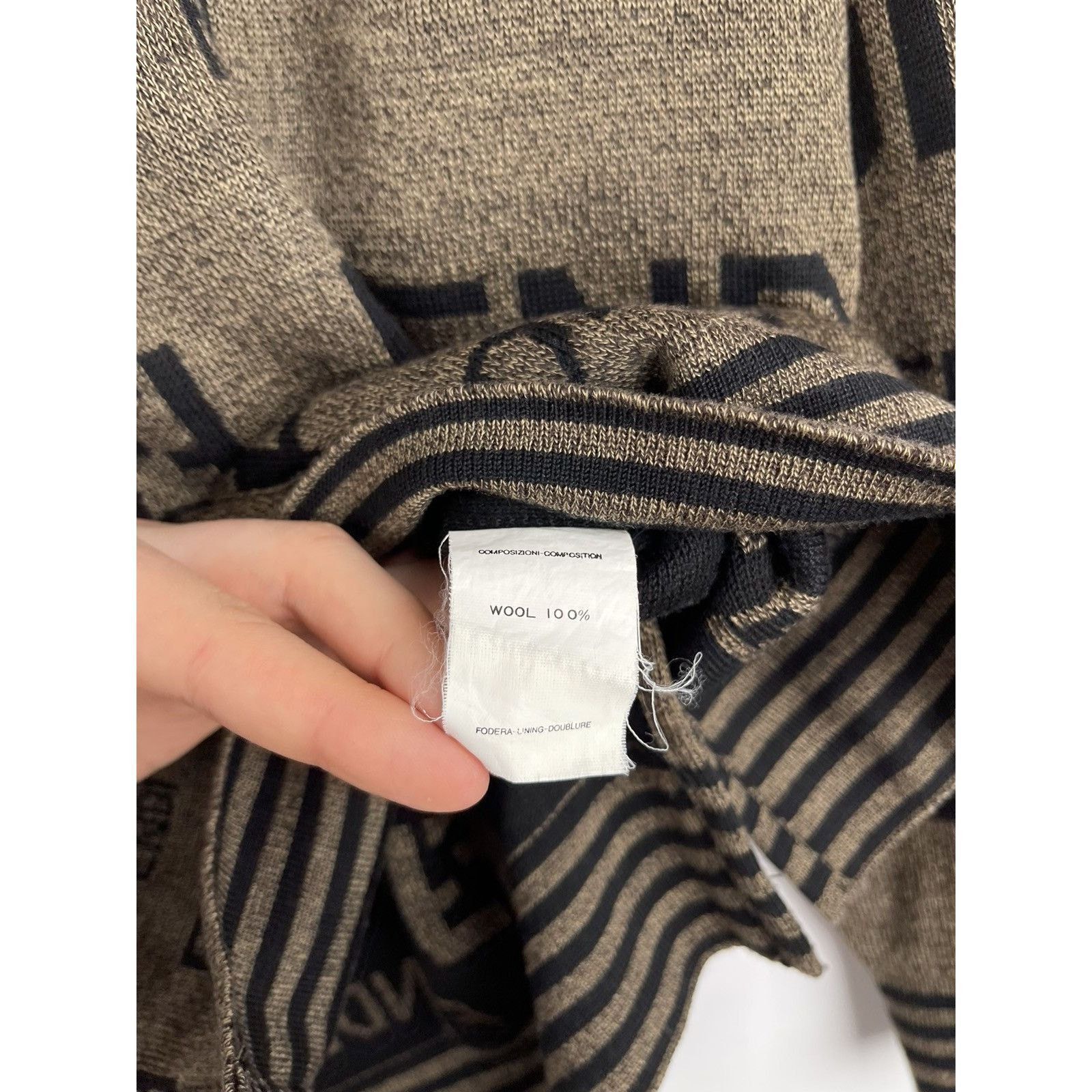 Vintage Fendi FF Logo Zucca Monogram Mare Wool Sweater