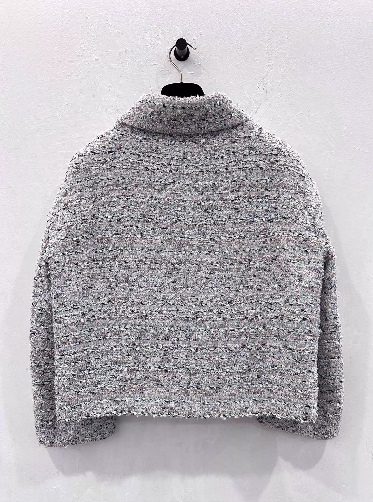 Chanel CHANEL Blue Tweed Jacket Silver Crystal CC Logo Women's 40 Size M / US 6-8 / IT 42-44 - 3 Thumbnail