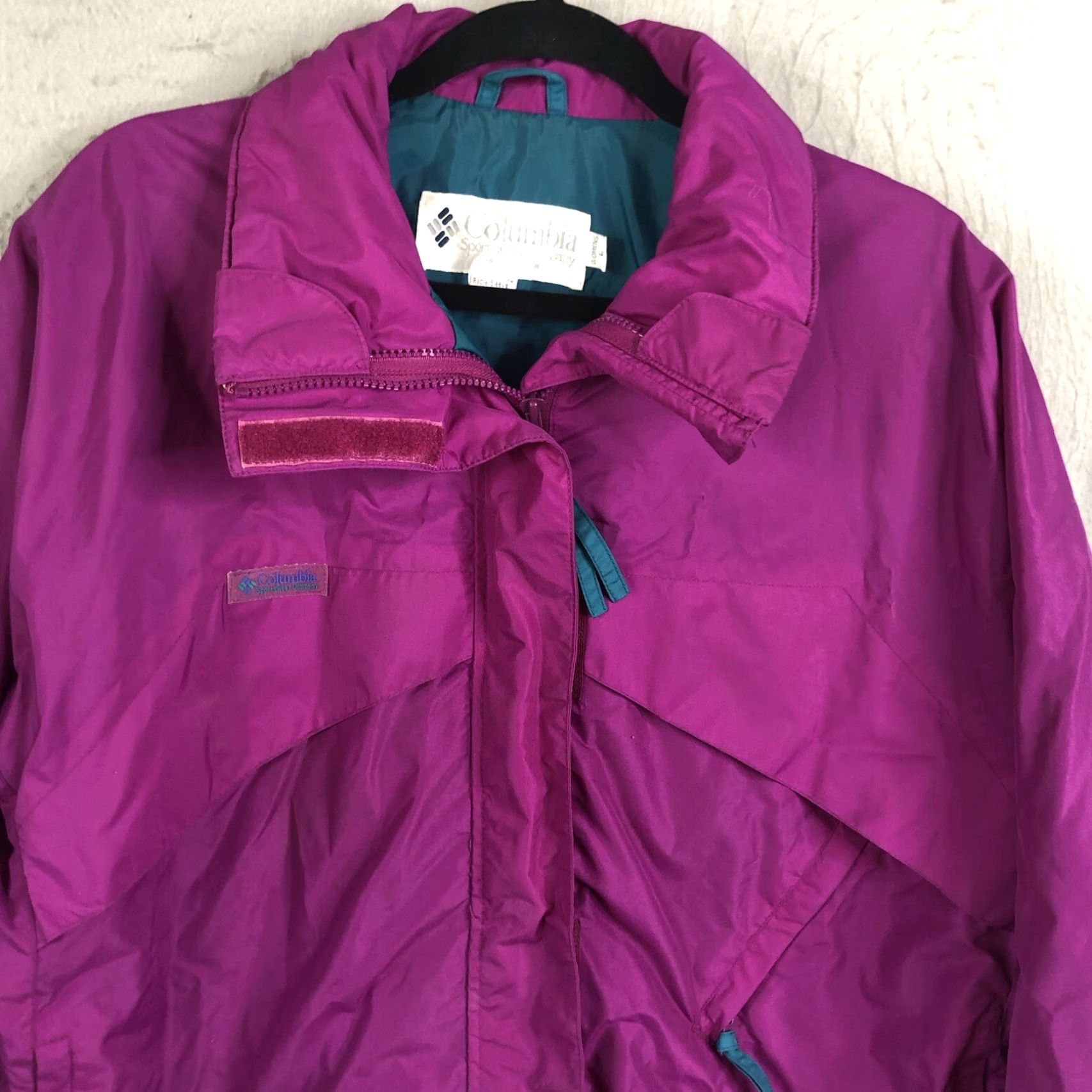Vintage VINTAGE Columbia Jacket Womens Large Purple Windbreaker Neon Radial Sleeve Coat Size L / US 10 / IT 46 - 2 Thumbnail
