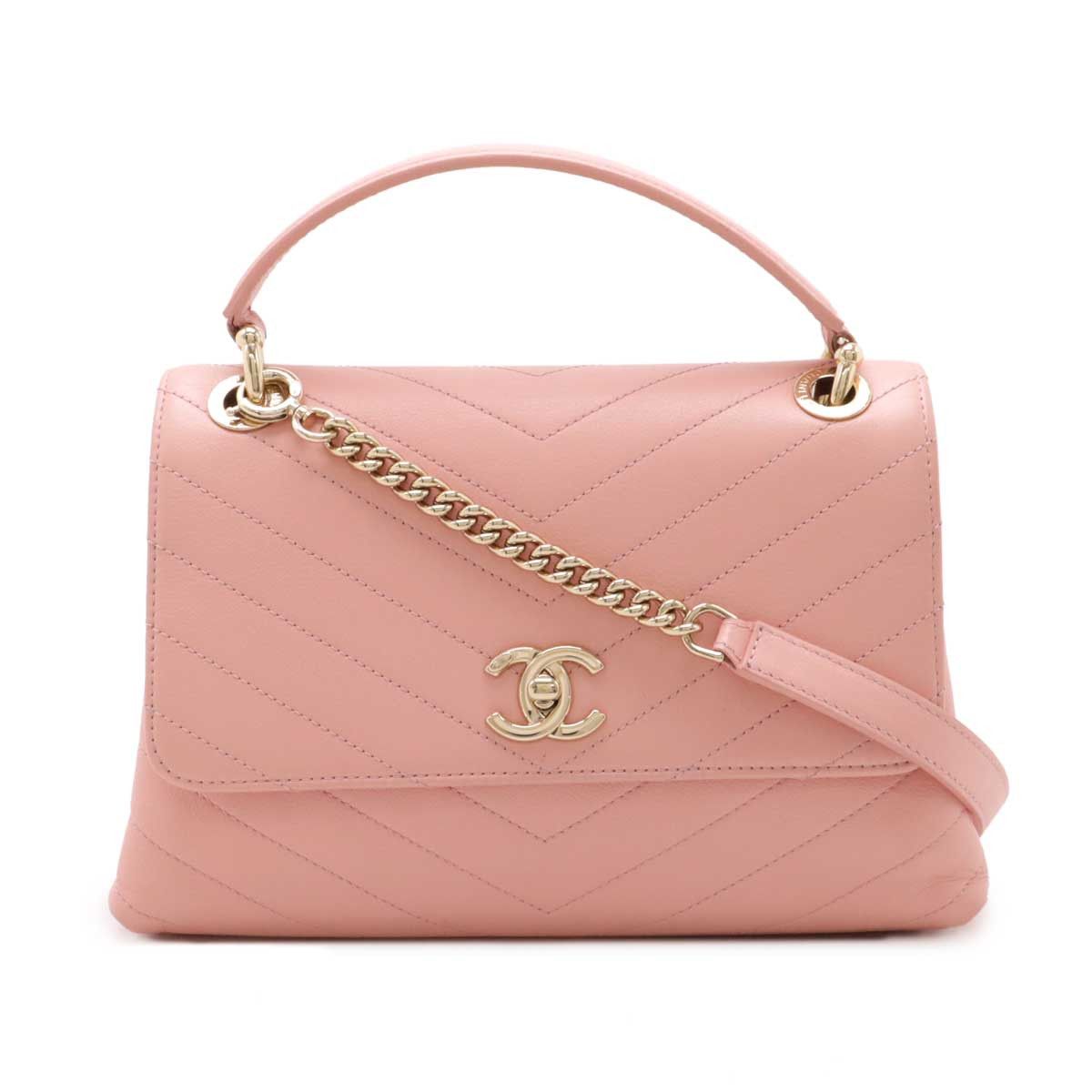 Chanel Chanel V Stitch 2Way Handbag Leather Shoulder Bag A57147 in Pink, Women's