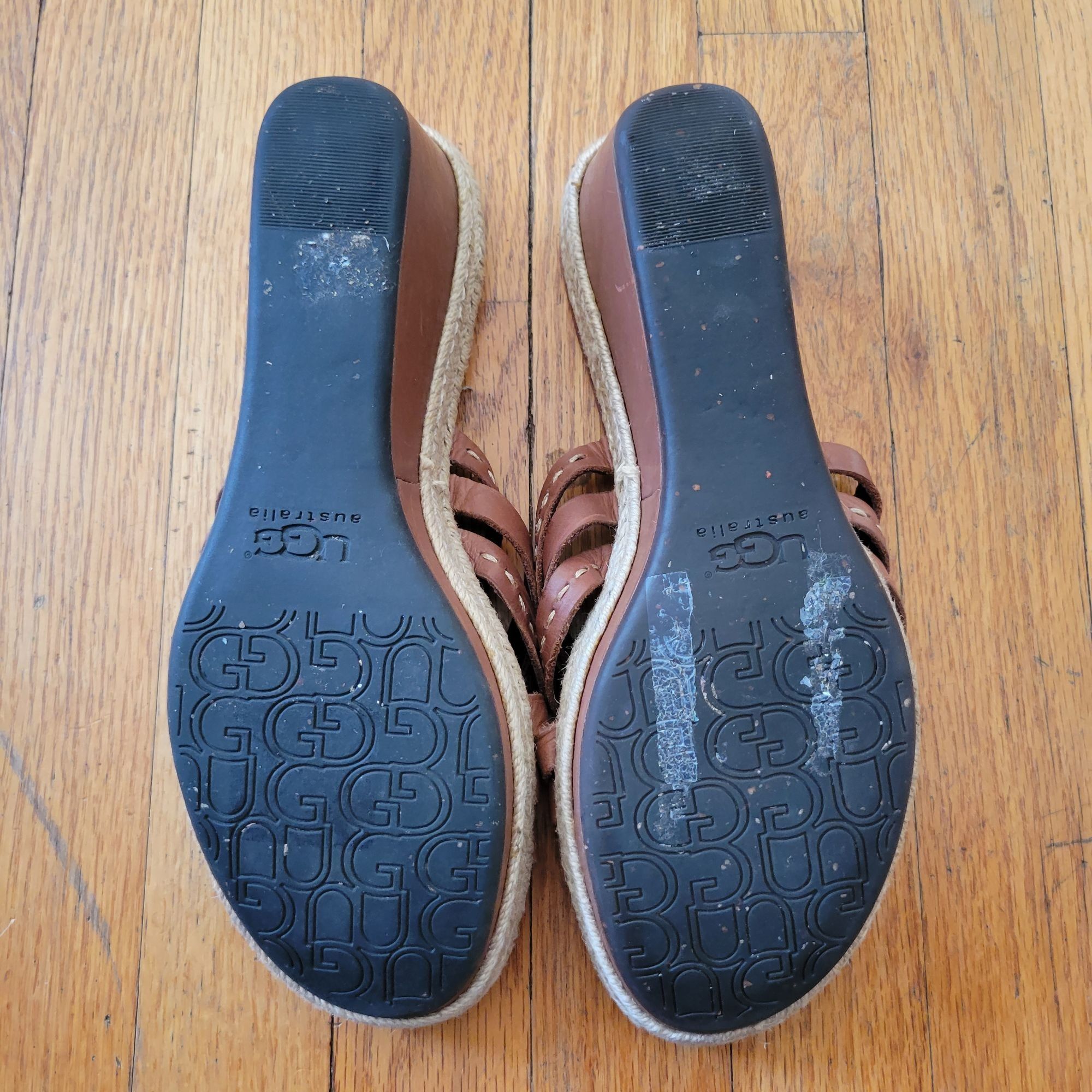 Ugg UGG 11 Brown Leather Espadrille Wedge Sandals Open Toe 10004 Size US 11 / IT 41 - 3 Thumbnail
