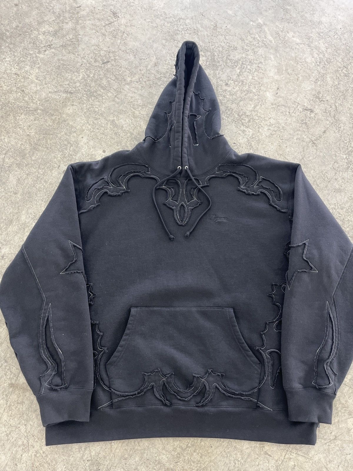 image of Supreme Western Cut Out Hoodie in Black, Men's (Size 2XL)