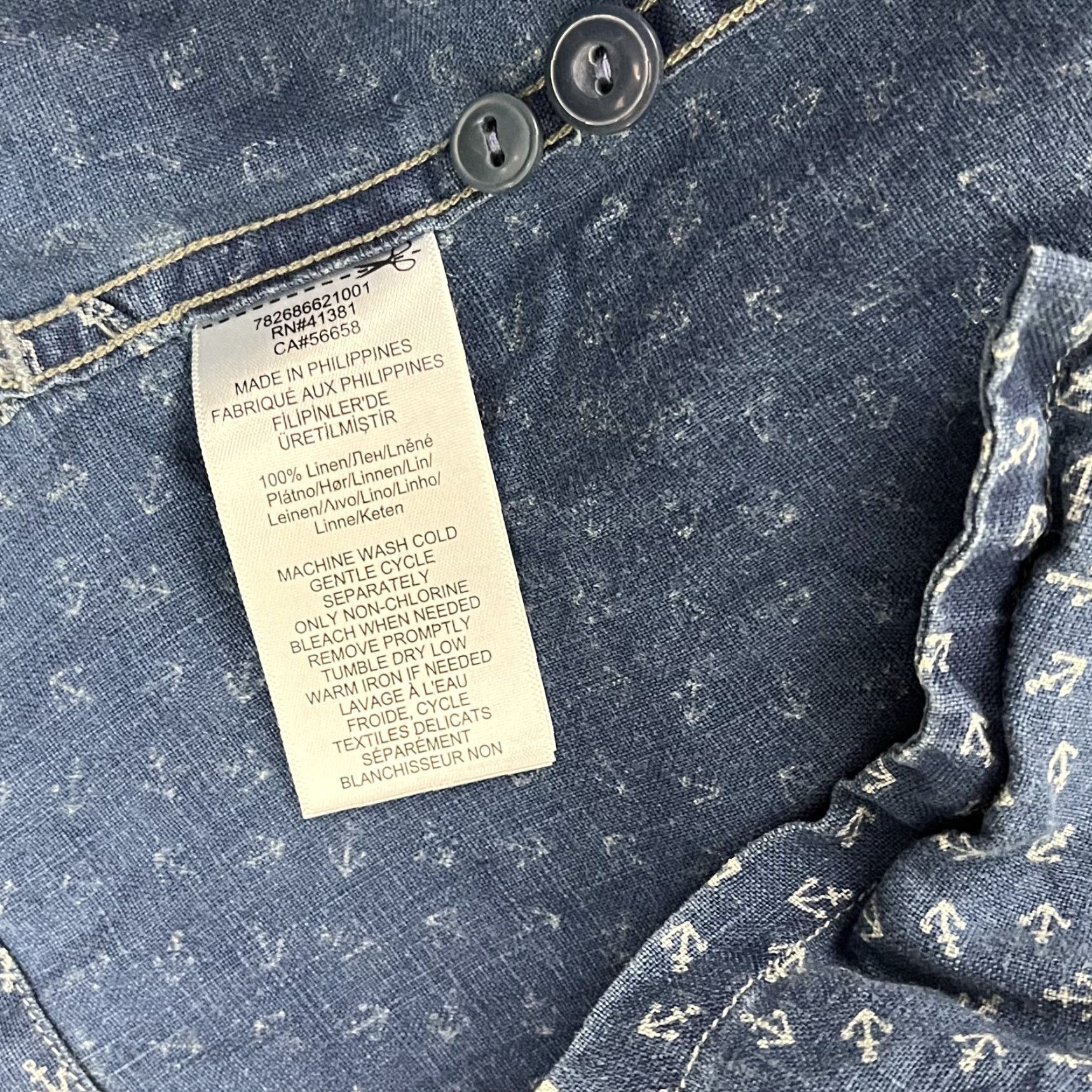 Nautica RRL Double RL Ralph Lauren Shirt Mens 2XL Blue Anchor Nautical Boat Linen Preppy Size US XXL / EU 58 / 5 - 3 Thumbnail