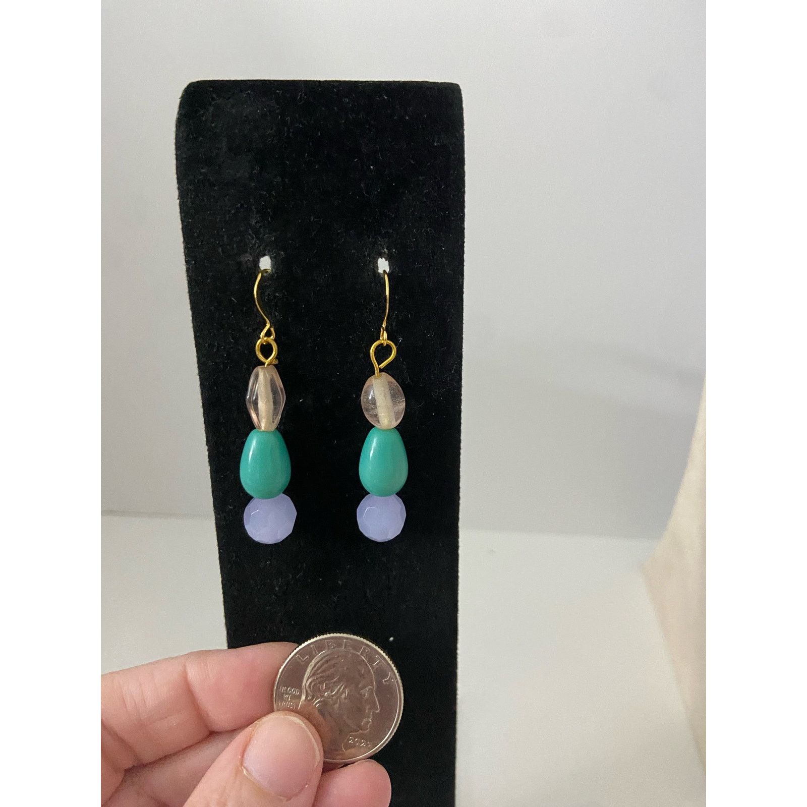 Handmade Upcycled colorful bead earrings Size ONE SIZE - 2 Thumbnail