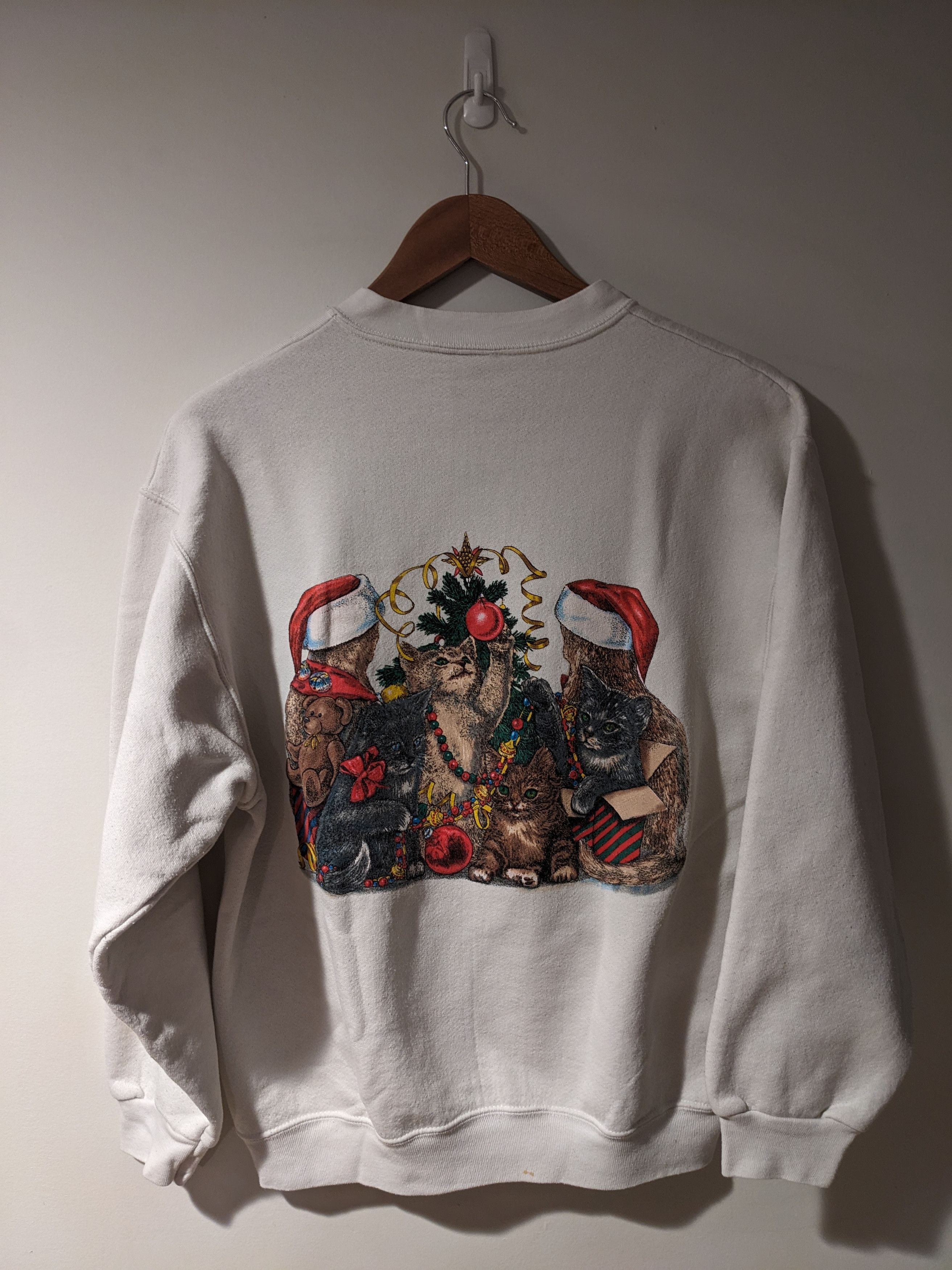 Nikon × Vintage Vintage 90s Christmas Cat Kitten Persian Nikon Sweatshirt Size US L / EU 52-54 / 3 - 8 Thumbnail