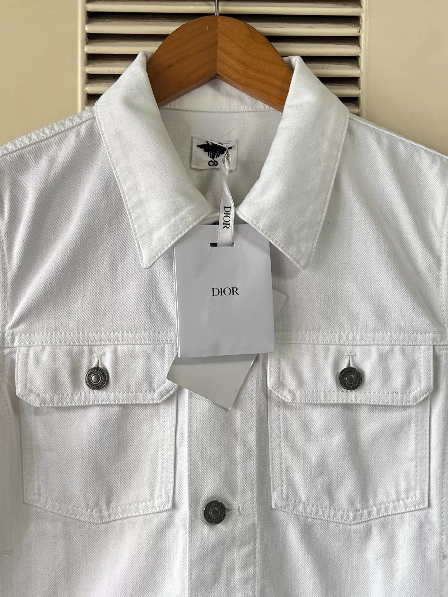 Dior Dior White Denim Jacket Back Floral Embroidery Bee Logo 36 Size XS / US 0-2 / IT 36-38 - 3 Thumbnail