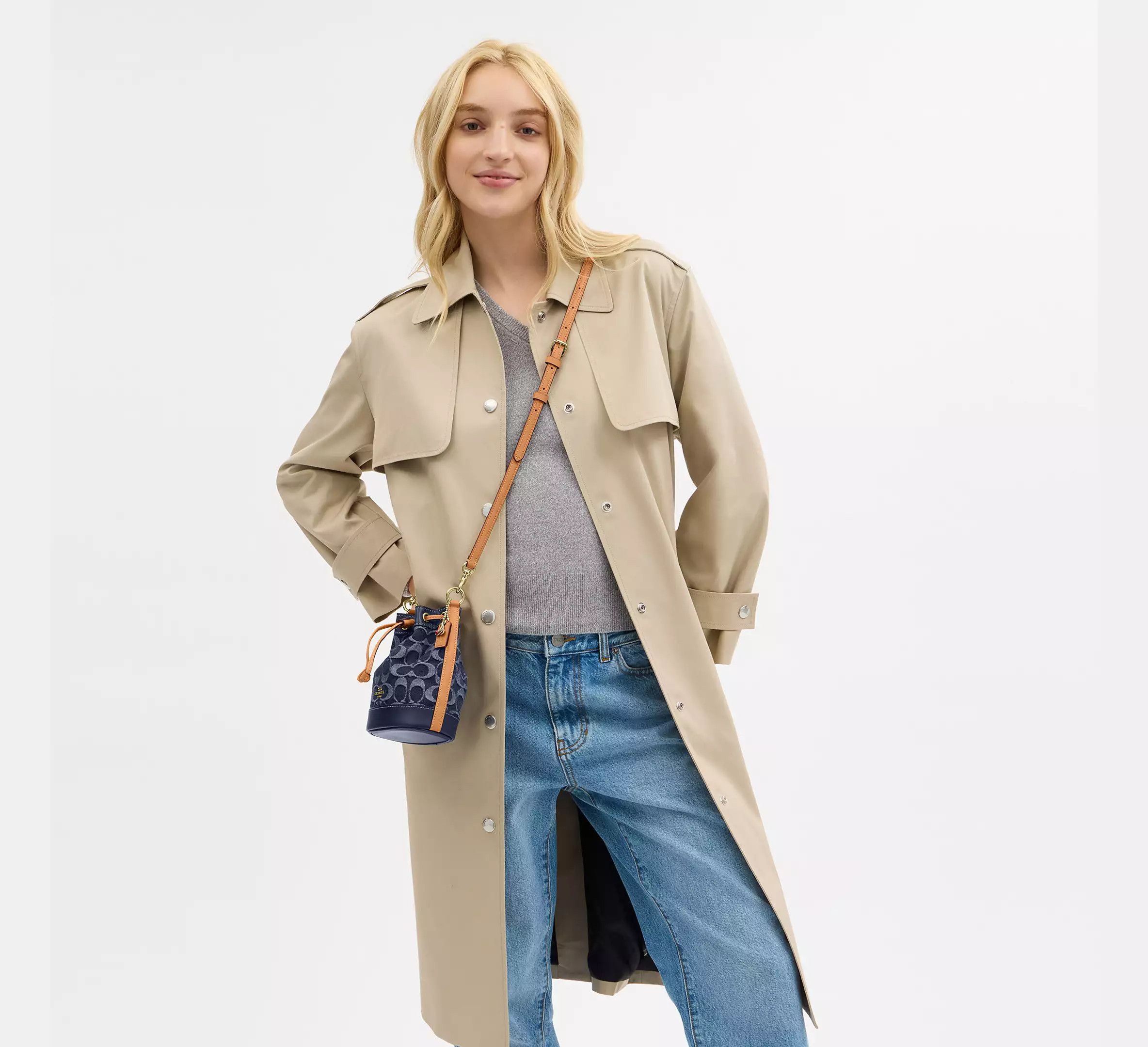 Coach Mini Bucket Bag In Signature Denim CY740 Size ONE SIZE - 11 Thumbnail