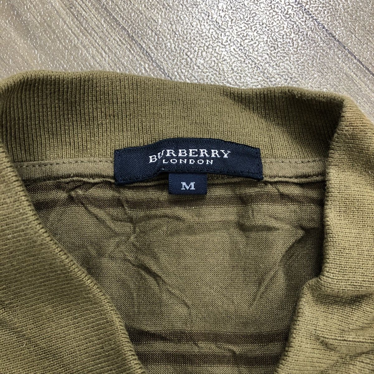 Burberry × Designer × Vintage Vintage Burberry London Striped Olive Green Polo Shirt Size US M / EU 48-50 / 2 - 5 Thumbnail