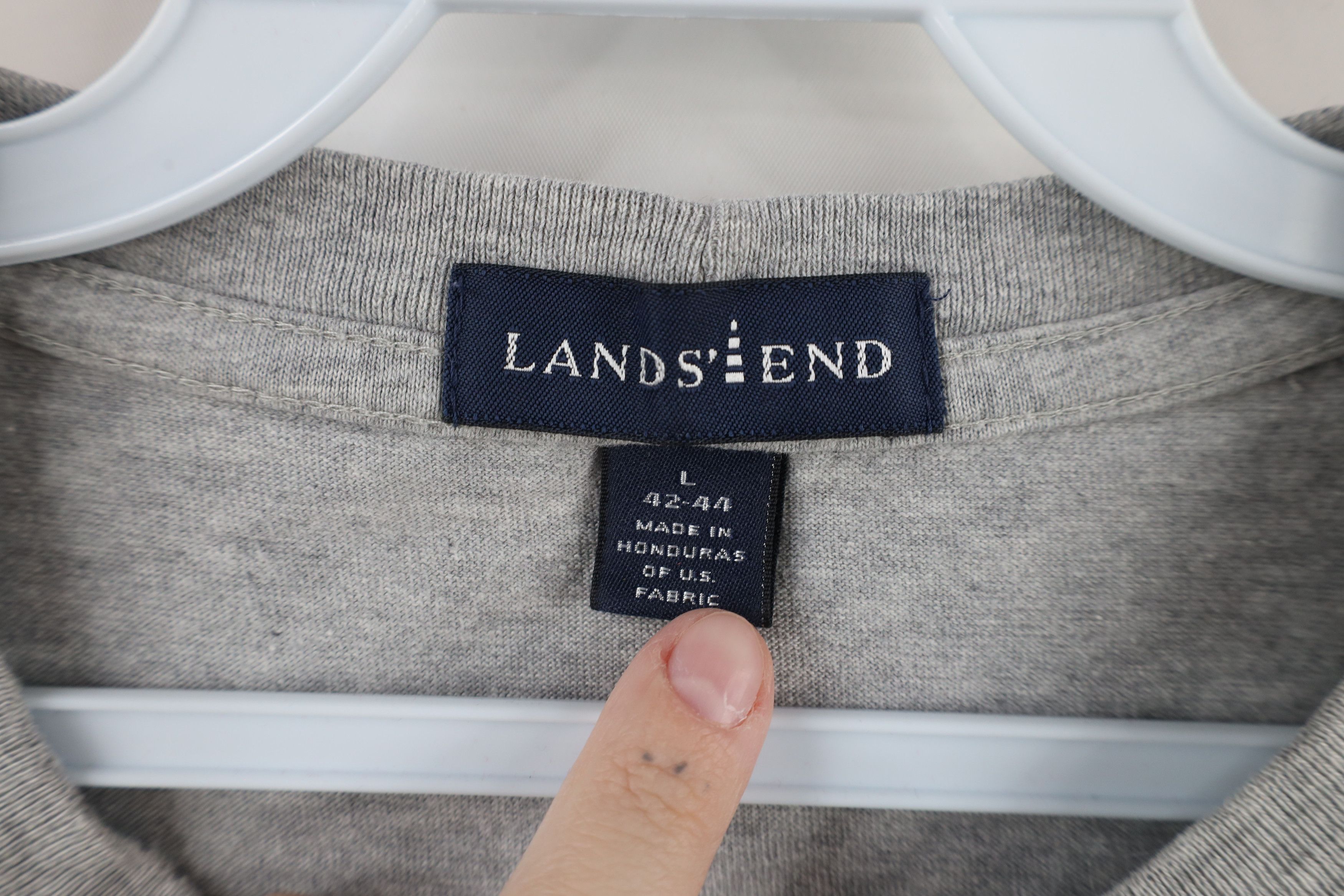 Lands' End × Vintage Vintage 90s Lands End Blank Short Sleeve T-Shirt Gray Cotton Size US L / EU 52-54 / 3 - 4 Thumbnail