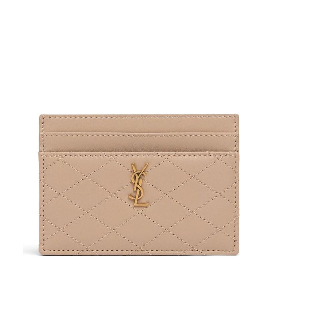 Saint Laurent Paris o1b1hav110125 Size: OS / Gaby Card Case Lambskin in Beige Size ONE SIZE - 1 Thumbnail