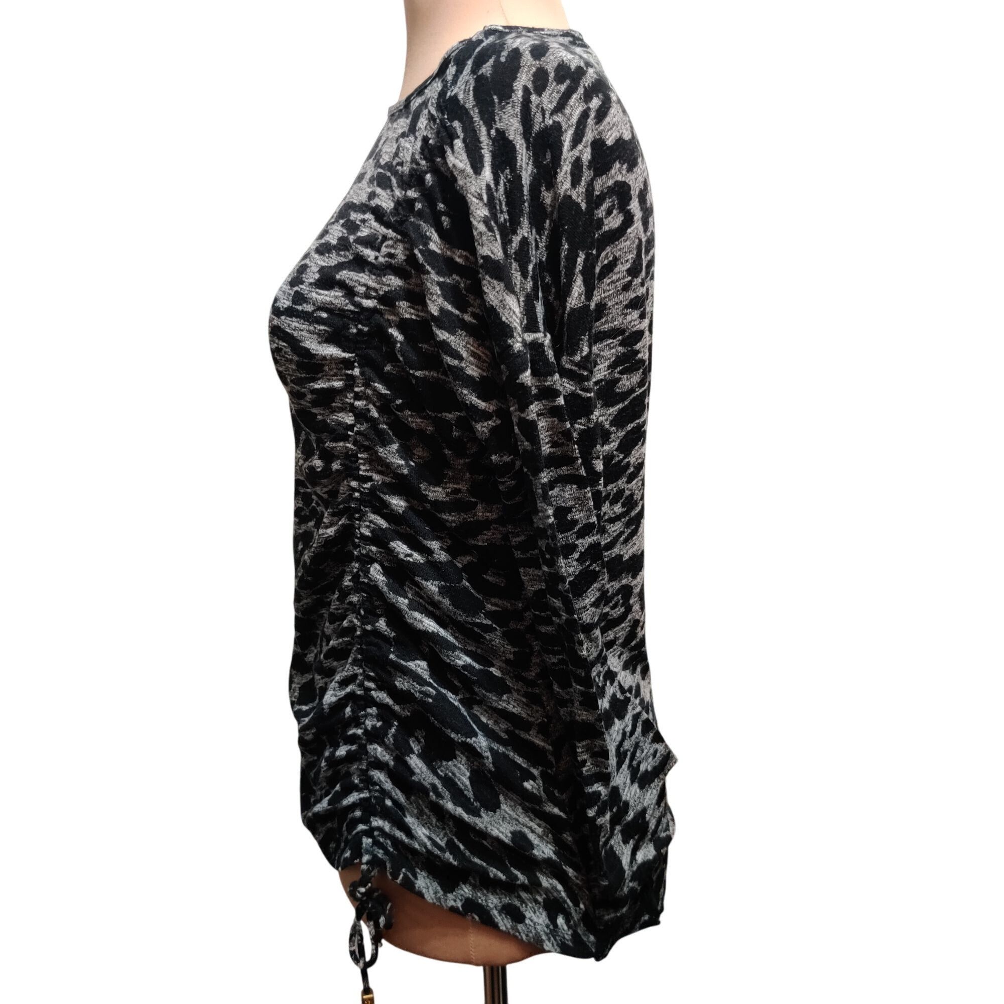 Other Adrienne Vittadini L Gray Black Animal Print Side Ruched Tie Size L / US 10 / IT 46 - 4 Thumbnail