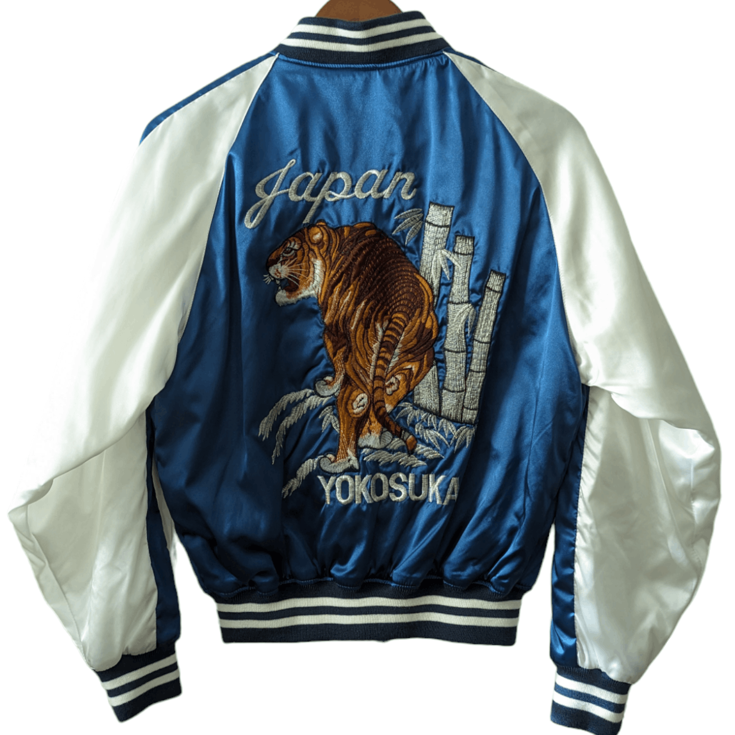 image of Hoshihime x Sukajan Souvenir Jacket Limited Edition Sukajyan., Dept Japanese Sukajan Blue Tiger in 