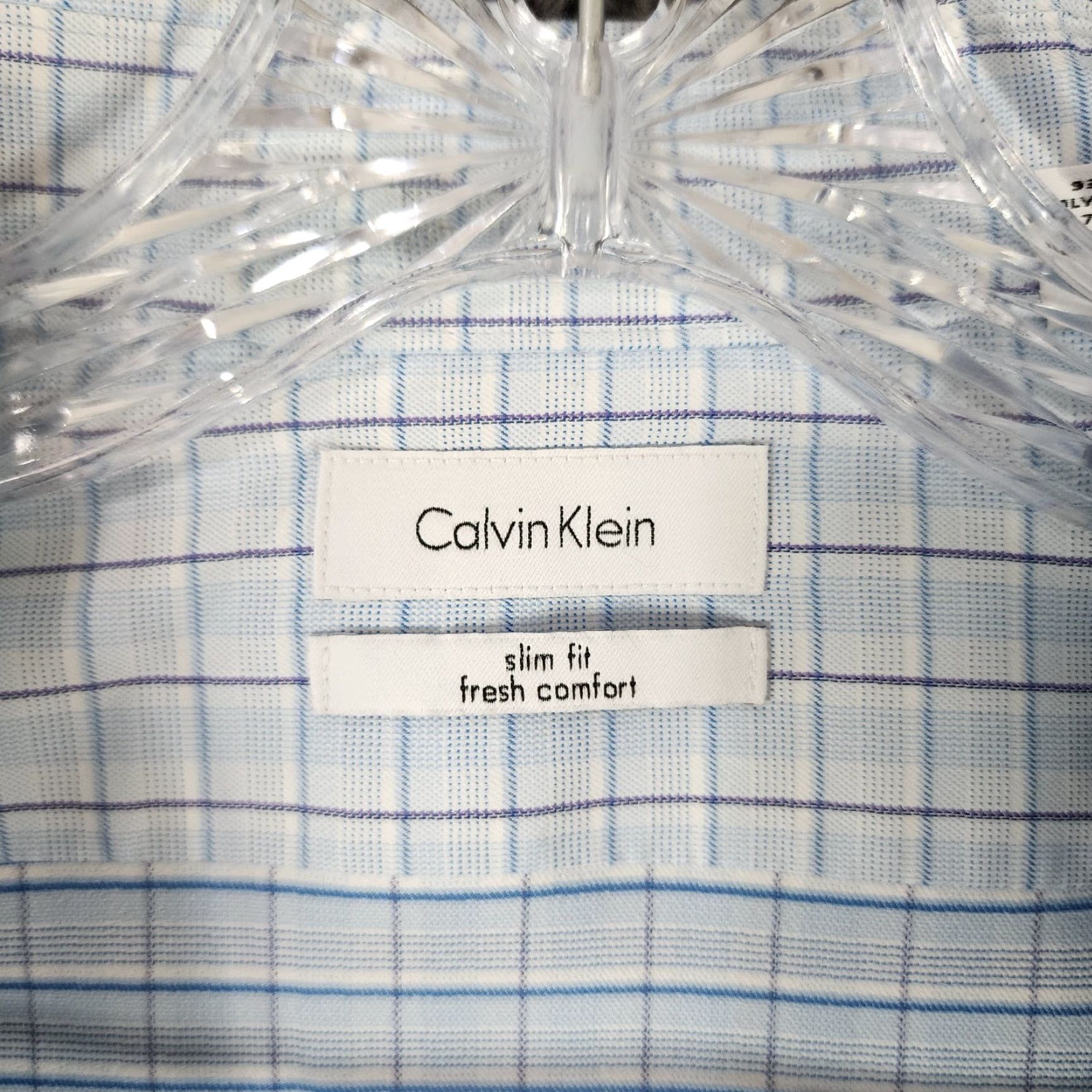 Calvin Klein Calvin Klein Mens Blue Plaid Lightweight Long Sleeve Slim Button-Up Sz XL Shirt Size US XL / EU 56 / 4 - 4 Thumbnail