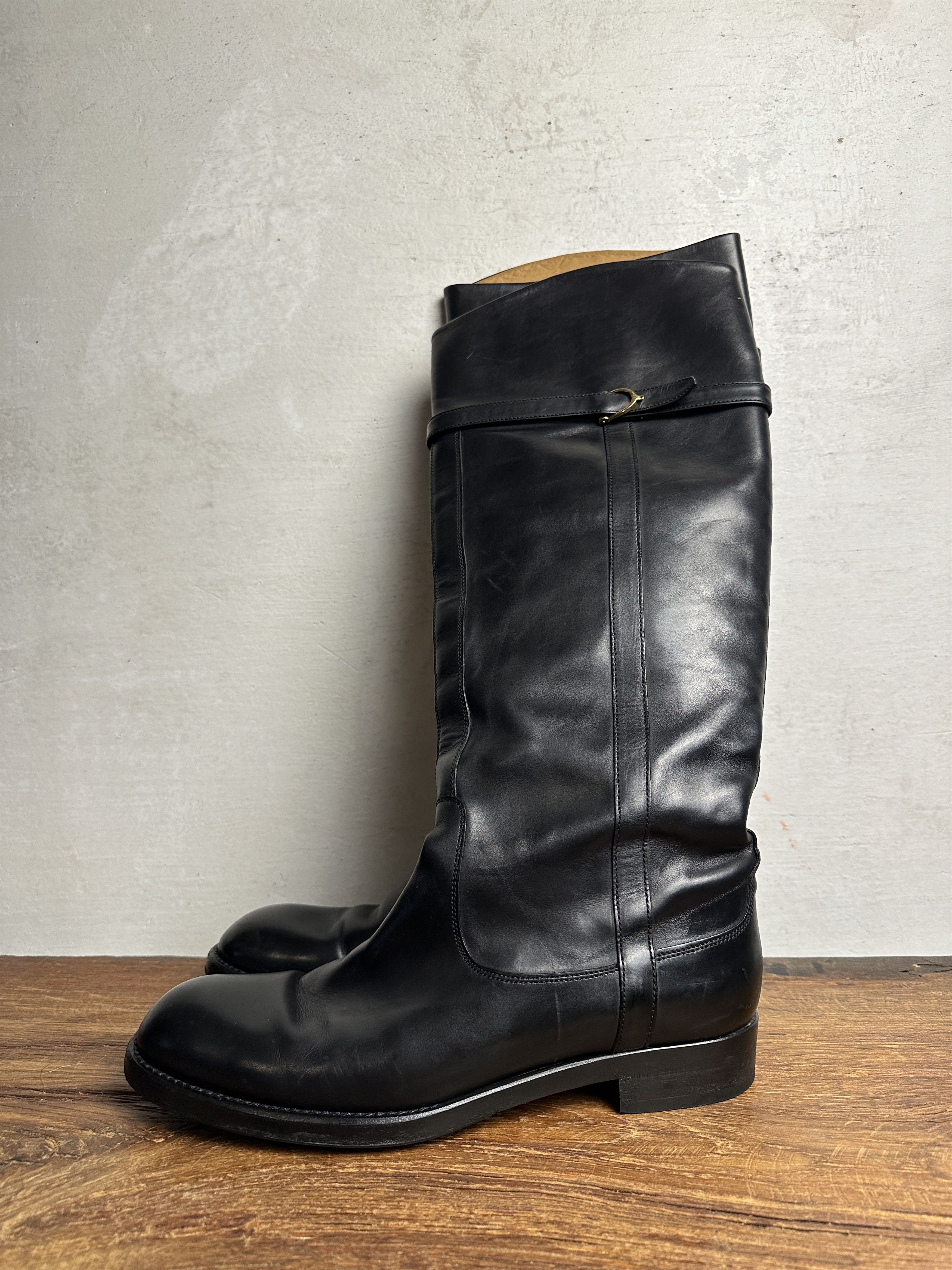 Gucci Gucci Web Accent Leather Riding Boots Size US 11 / IT 41 - 2 Thumbnail