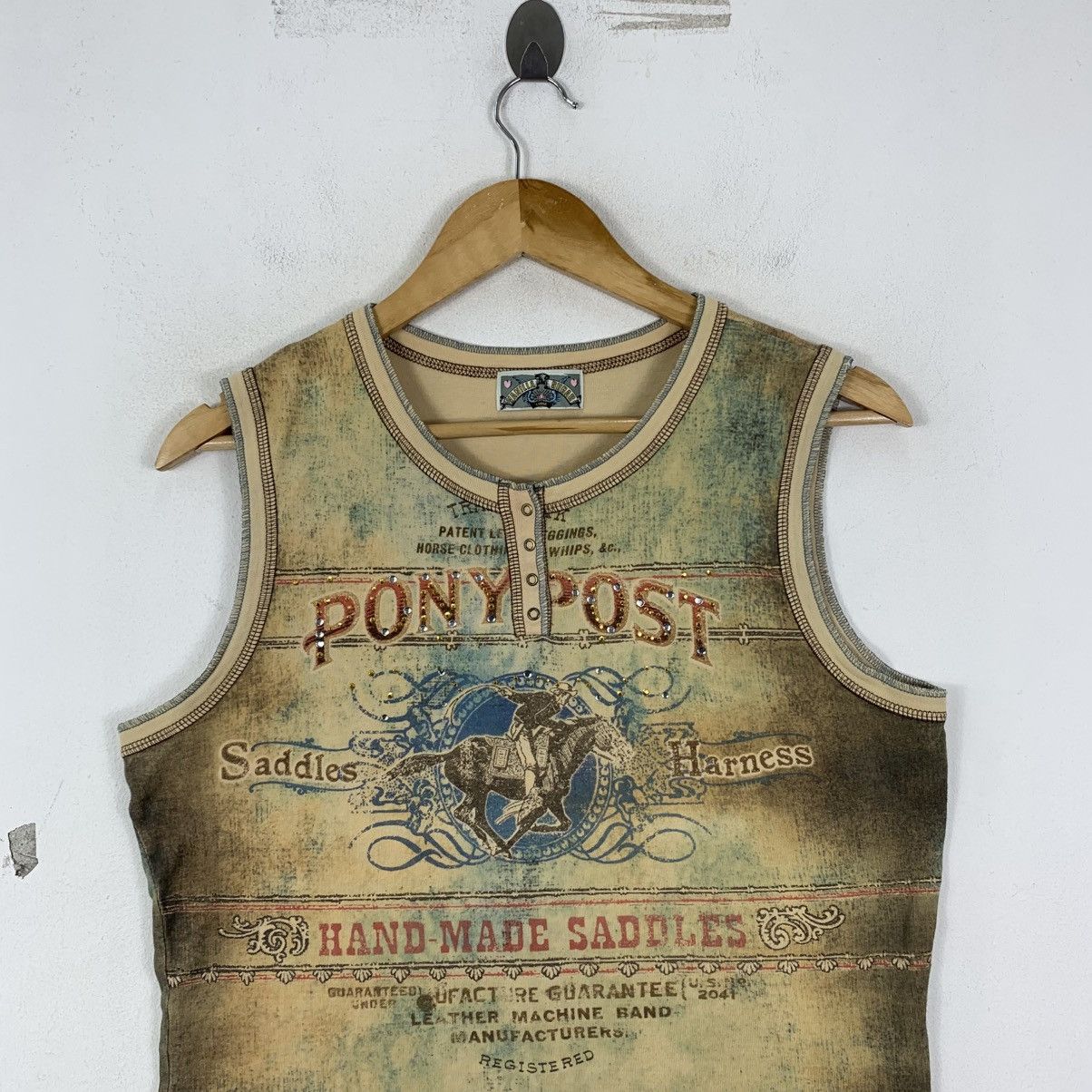 Vintage VANILLA SUGAR Skinny Minnie Cowboy Overprint Gothic Tshirt Size US L / EU 52-54 / 3 - 3 Thumbnail