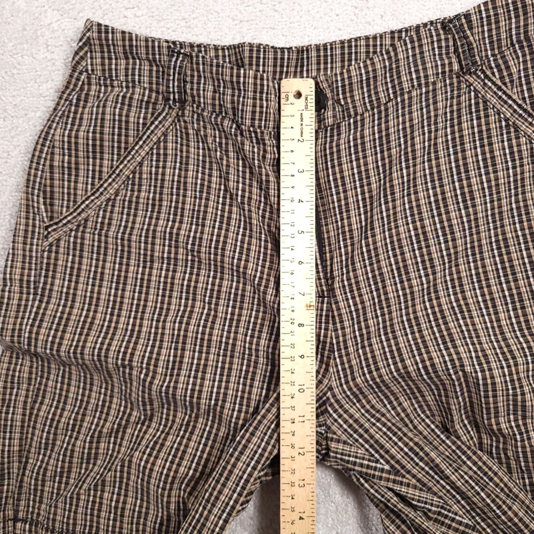 Vintage Woolrich Bermuda Shorts Flat Front Plaid Women's 12 Brown Golf Outdoor Size 34" / US 12 / IT 48 - 7 Thumbnail