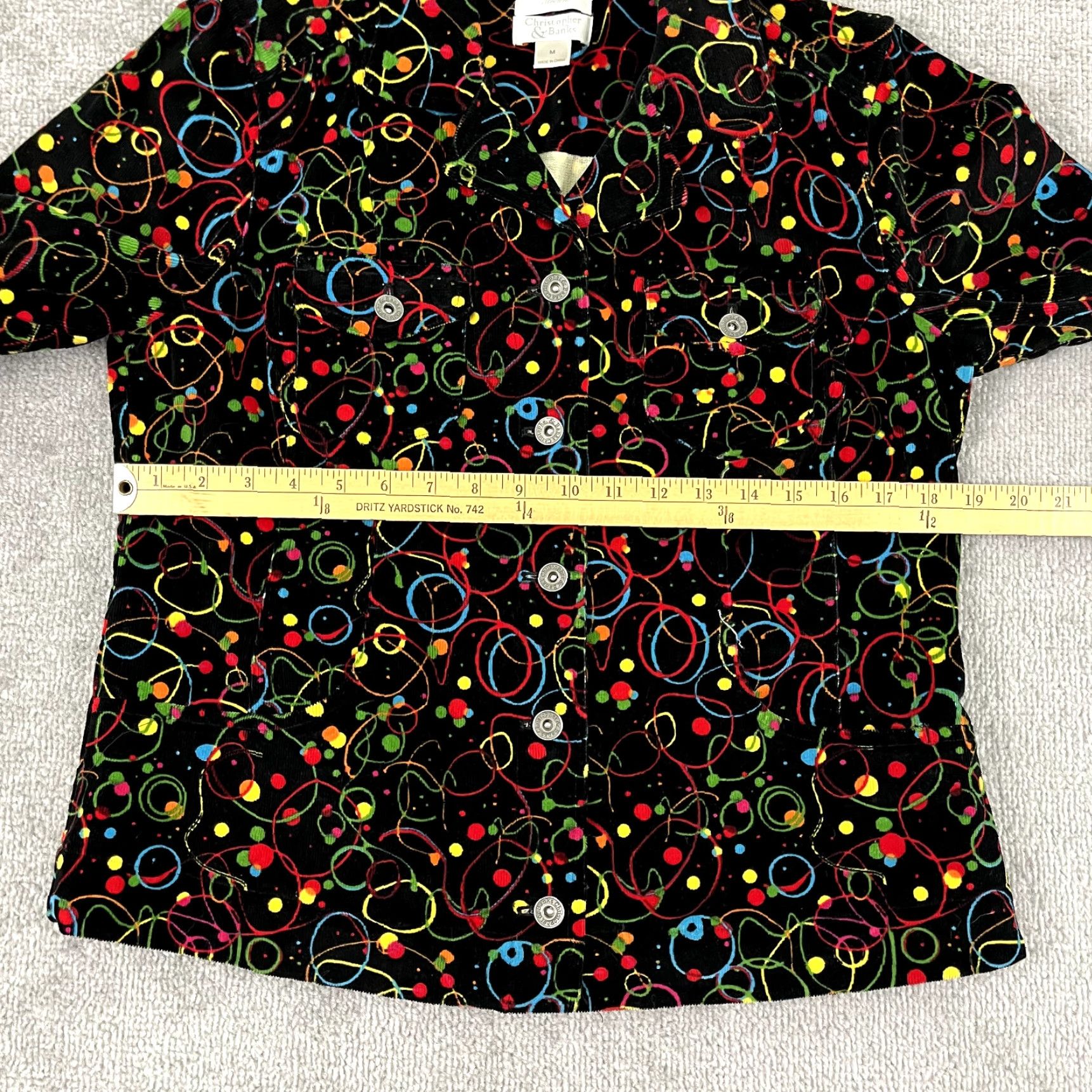 Vintage Christopher & Banks Jacket Women Medium Black Splatter Nostalgic Whimsical Retro Size M / US 6-8 / IT 42-44 - 3 Thumbnail