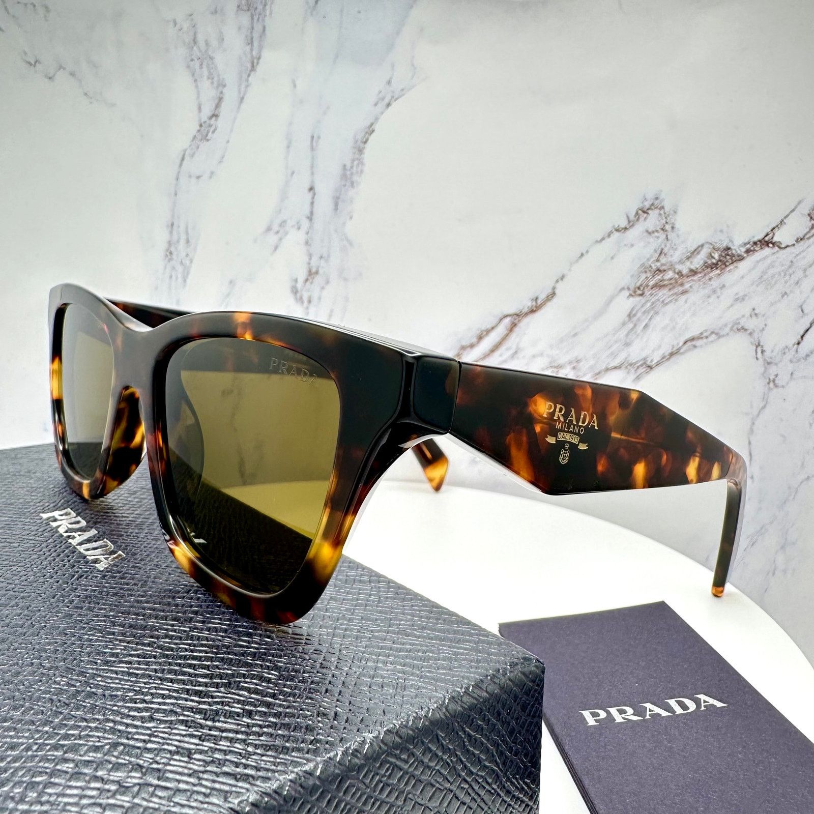 Prada New PRADA Sunglasses Brown Tortoise Square Butterfly Size ONE SIZE - 3 Thumbnail
