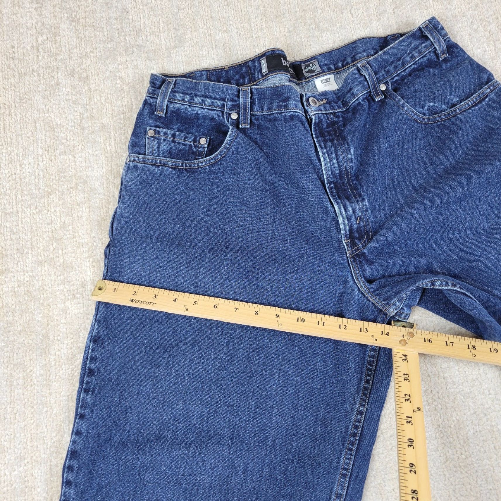 Levi's VINTAGE Levi's Silvertab Jeans 90s Baggy Mens 38x30 Blue Distressed Denim Cotton 5-Pocket USA 3-Button Zip Relaxed Wide-Leg Pants Jeans Mens Size US 38 / EU 54 - 7 Thumbnail