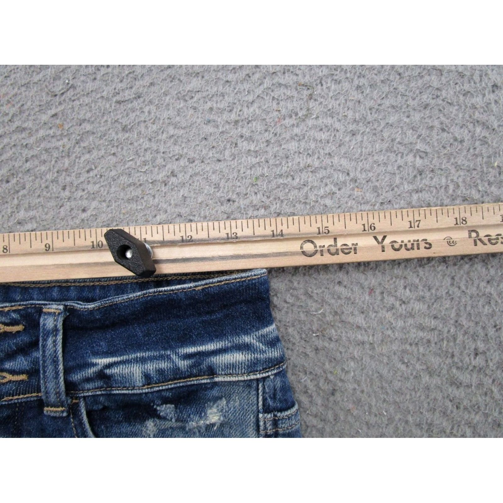 Vintage Flying Monkey Womens Button Fly Blue Skinny Jeans Ankle Size 26 Leather? (Note: Original contains no leather) Size 26" / US 2 / IT 38 - 7 Thumbnail