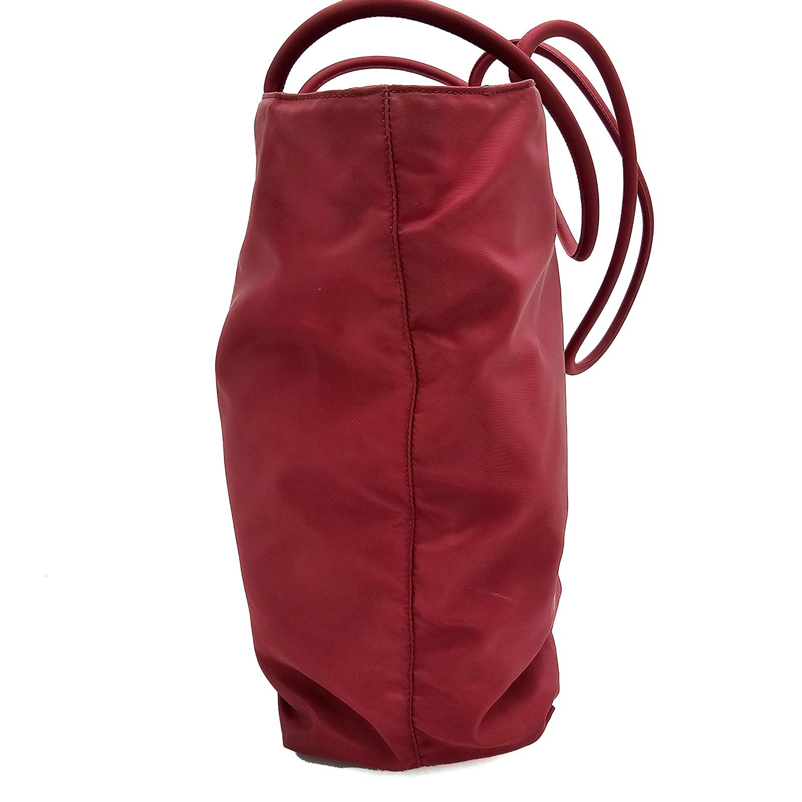 Prada Prada Tessuto Deep Red Burgundy Nylon Shopping Tote Size ONE SIZE - 8 Thumbnail