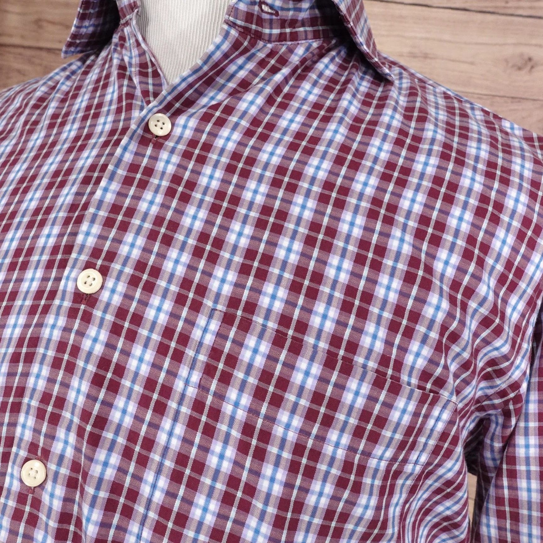Peter Millar Peter Millar Shirt Mens M Red Plaid Long Sleeve Button-Up Cotton Regular Fit Size US M / EU 48-50 / 2 - 2 Thumbnail