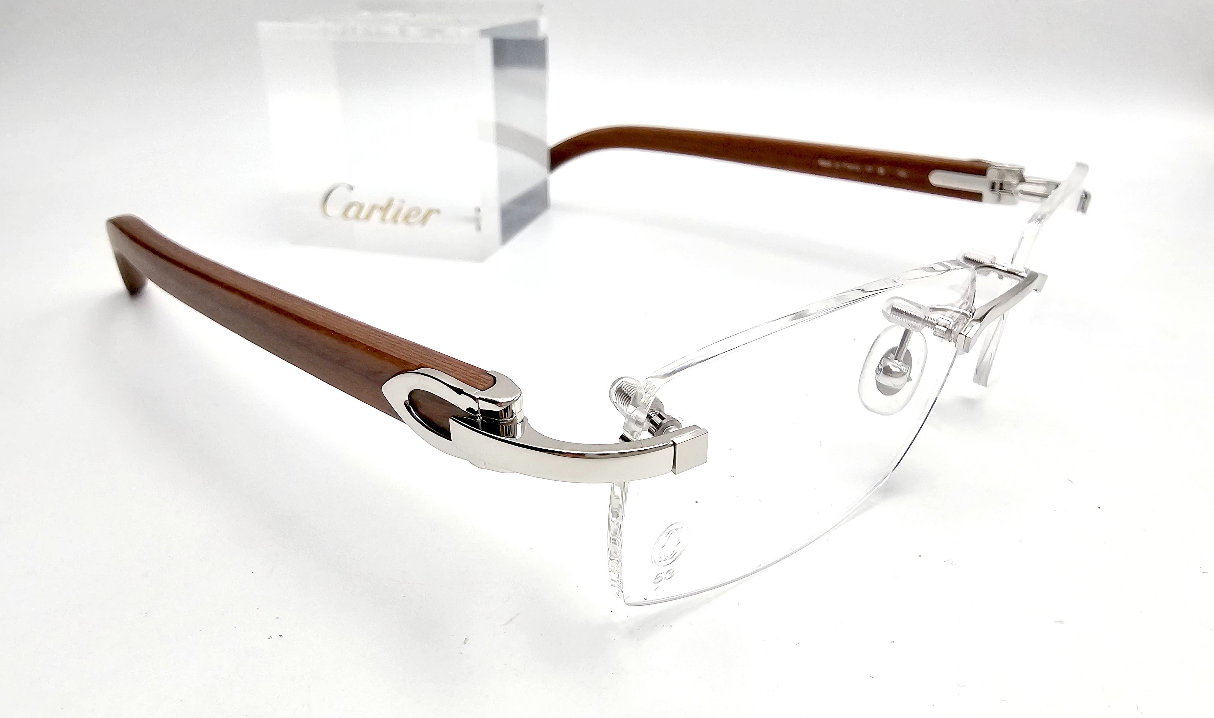 Cartier NEW! Cartier Ibiza Wood Silver Glasses CT00520 Size ONE SIZE - 11 Thumbnail