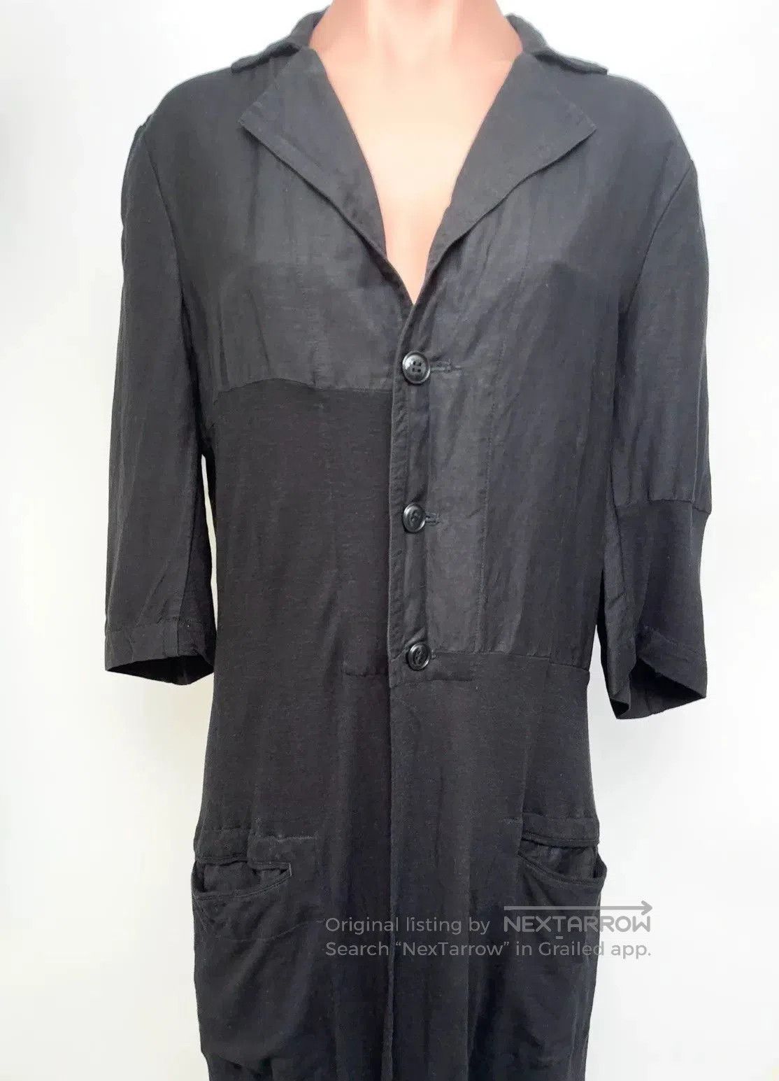 Y's Y's Mixed Material Long Cardigan Dress. Size M / US 6-8 / IT 42-44 - 2 Thumbnail
