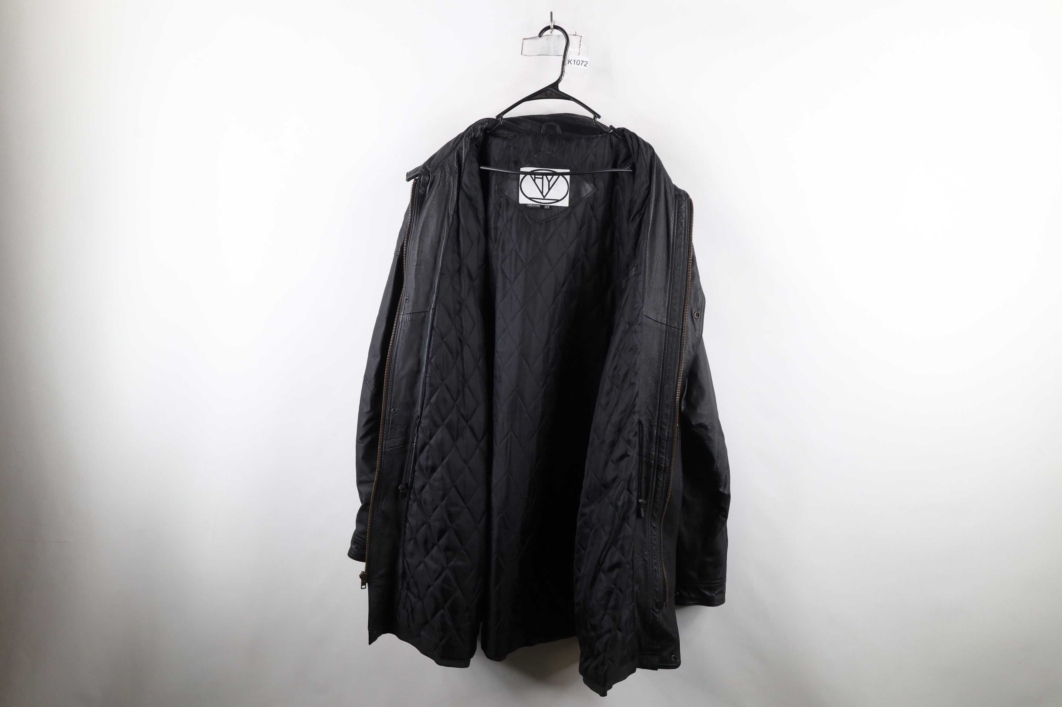 Vintage Vintage 90s Streetwear Leather Full Zip Parka Jacket Black Size US XXL / EU 58 / 5 - 11 Thumbnail