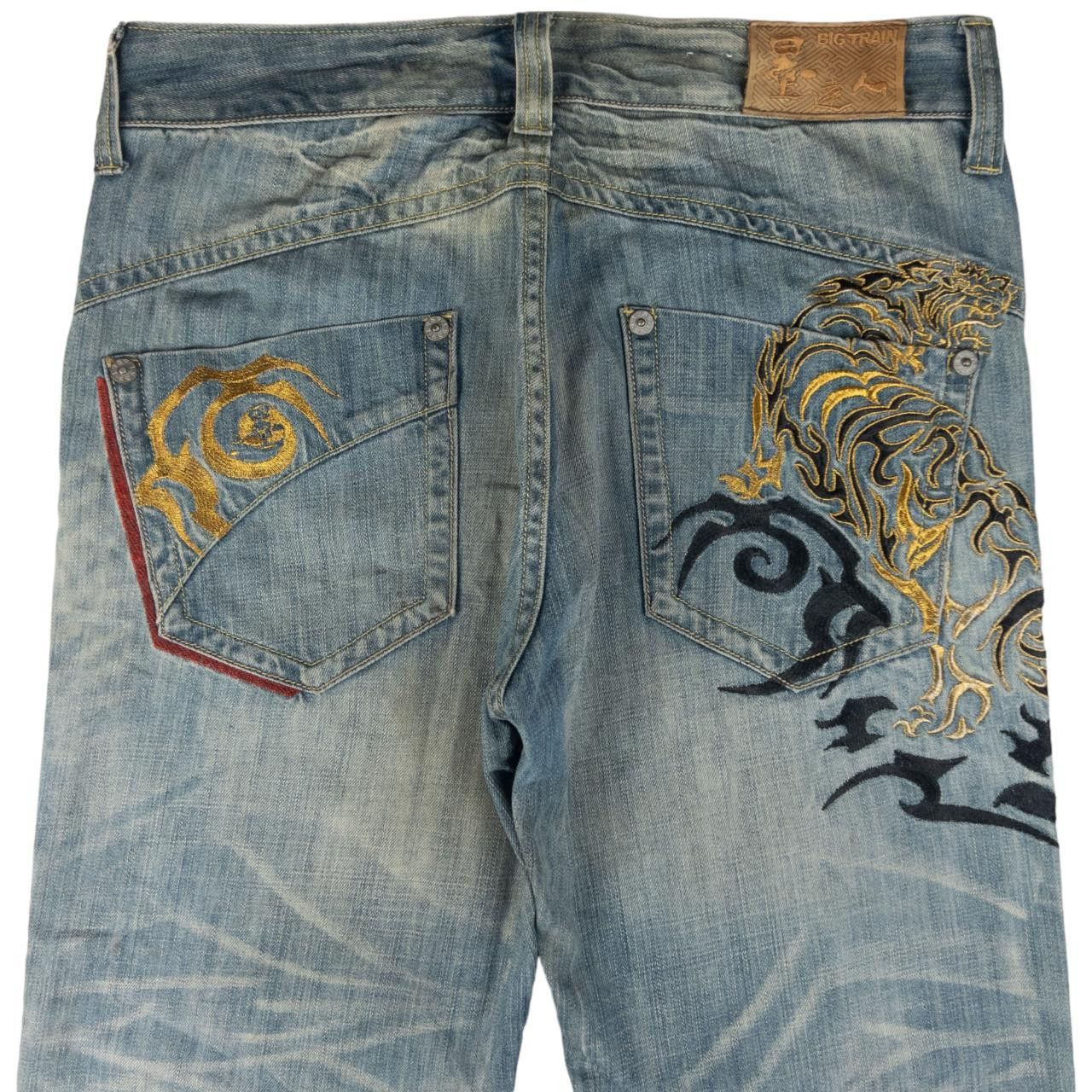 Vintage Big Train Embroidered Japanese Denim Jeans W35