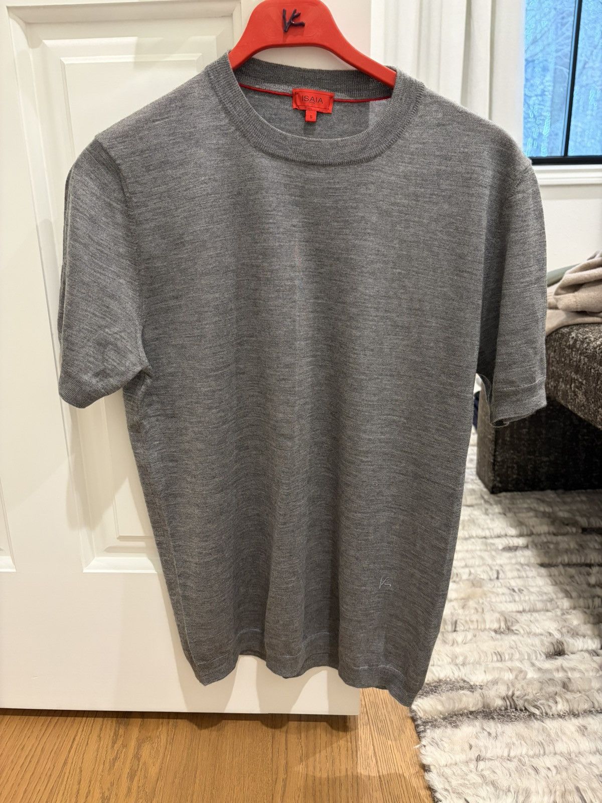 Isaia Isaia Grey Cashmere-Silk Knit T-Shirt Size US S / EU 44-46 / 1 - 1 Thumbnail