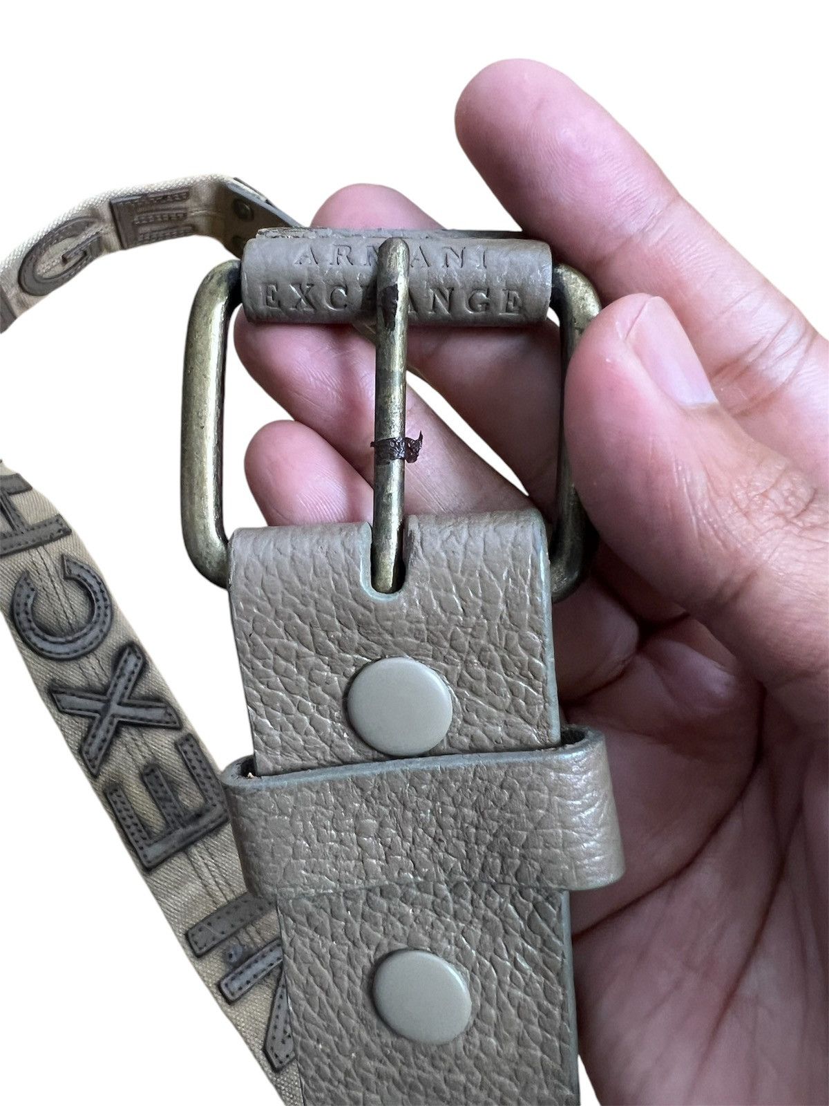 Armani Exchange × Vintage 2000s Armani Exchange Patched-Spellout Belt Size 38 - 5 Thumbnail