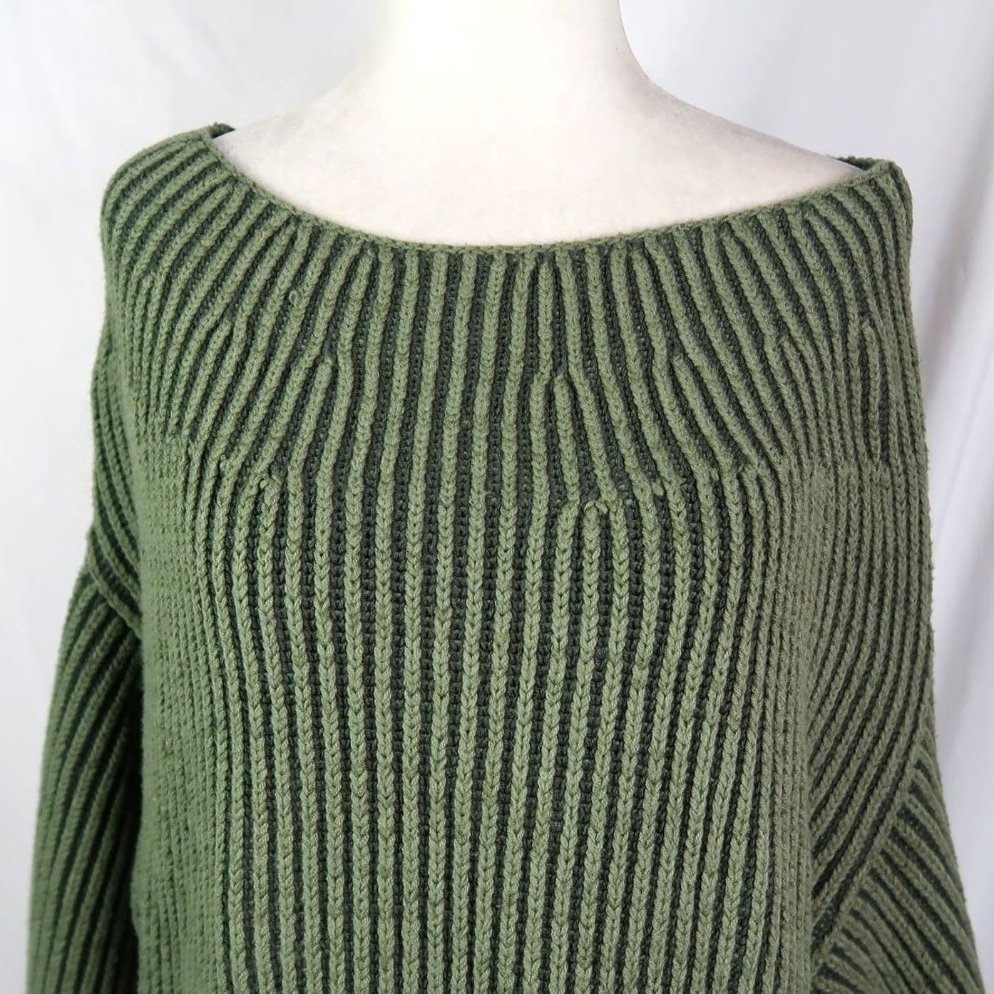 Free People Free People Olive Green Boatneck Tunic Sweater S Women Knit Cotton Acrylic Long Sleeve Bohemian Casual Fall Winter 90s (adjusted) Size S / US 4 / IT 40 - 2 Thumbnail