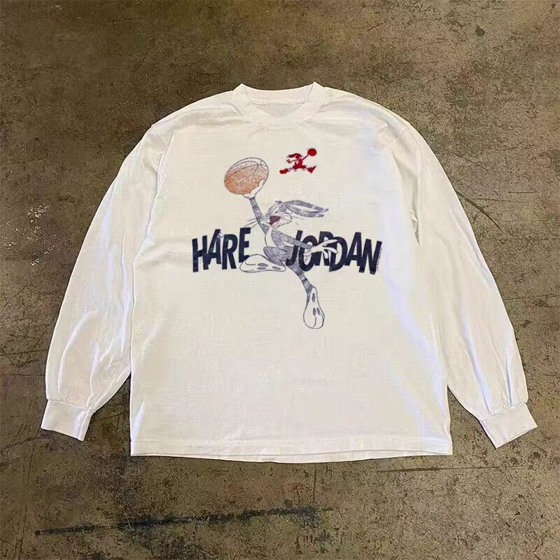 Vintage White retro cartoon rabbit print long sleeve tee Size US M / EU 48-50 / 2 - 1 Thumbnail