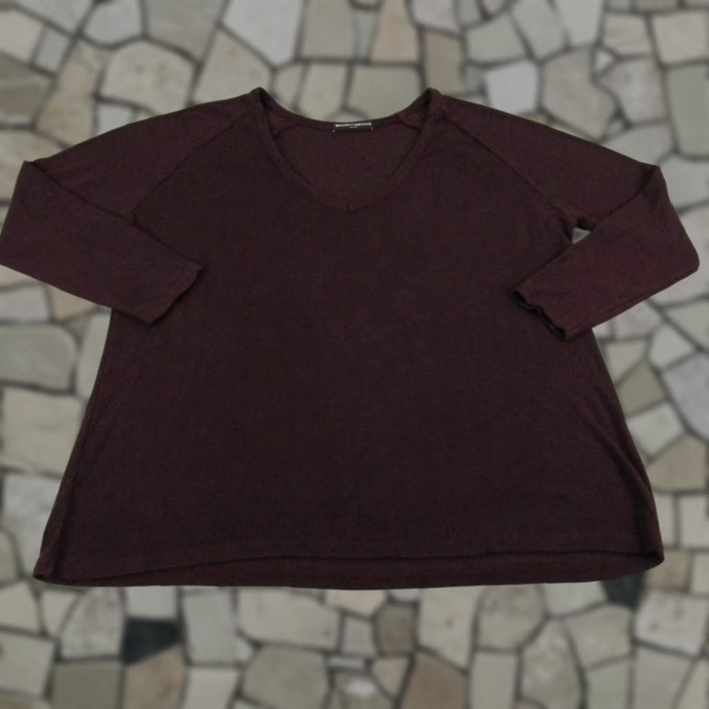 Brandy Melville Brandy Melville Sweater Shirt Womens One Size Red Raglan Low Cut Pullover Knit Wool Cashmere Blend Vintage-Style Pullover Size ONE SIZE - 1 Thumbnail