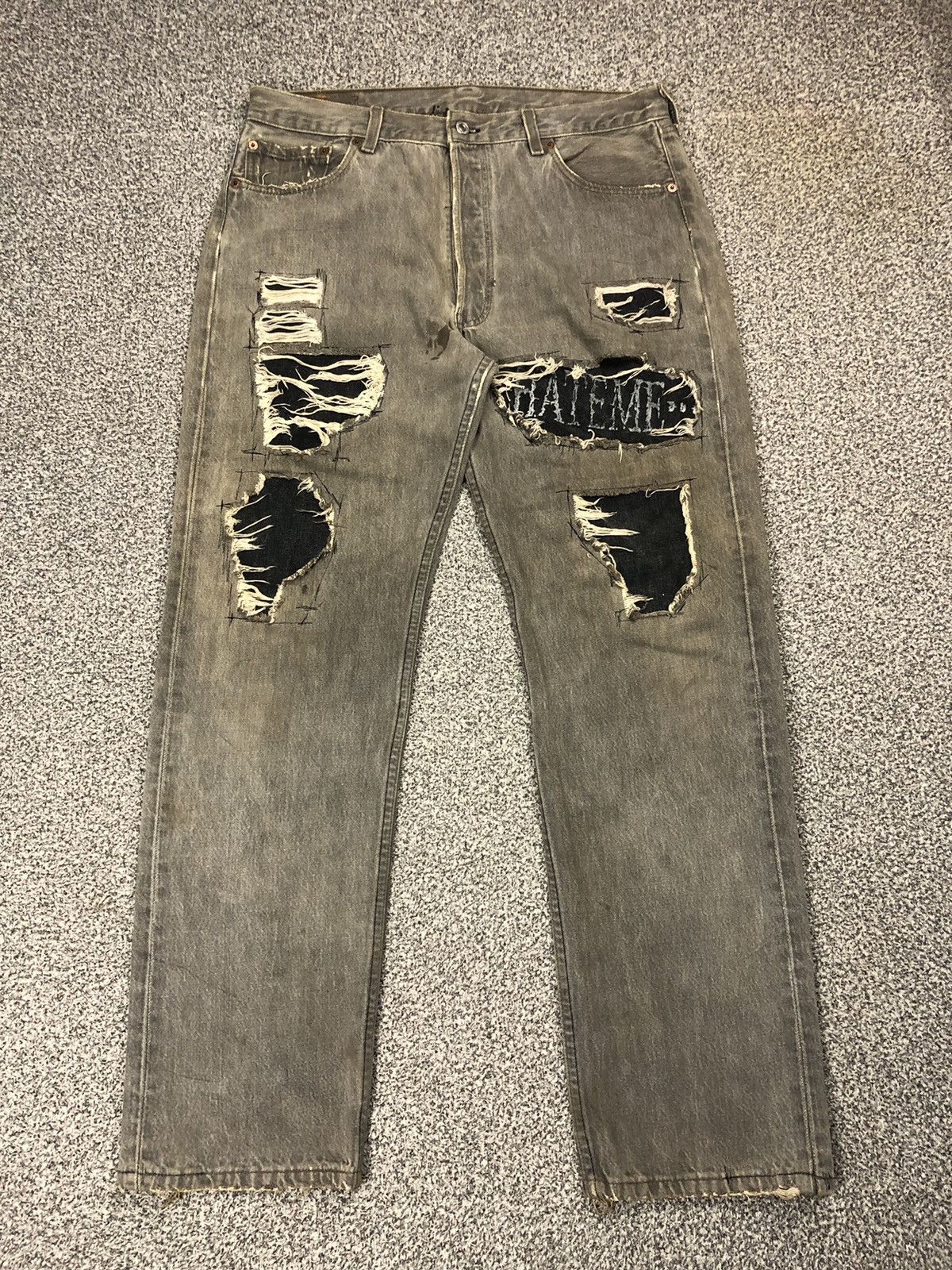 Vintage Levis 511 Distressed Patches Kurt Cobain Style Jeans