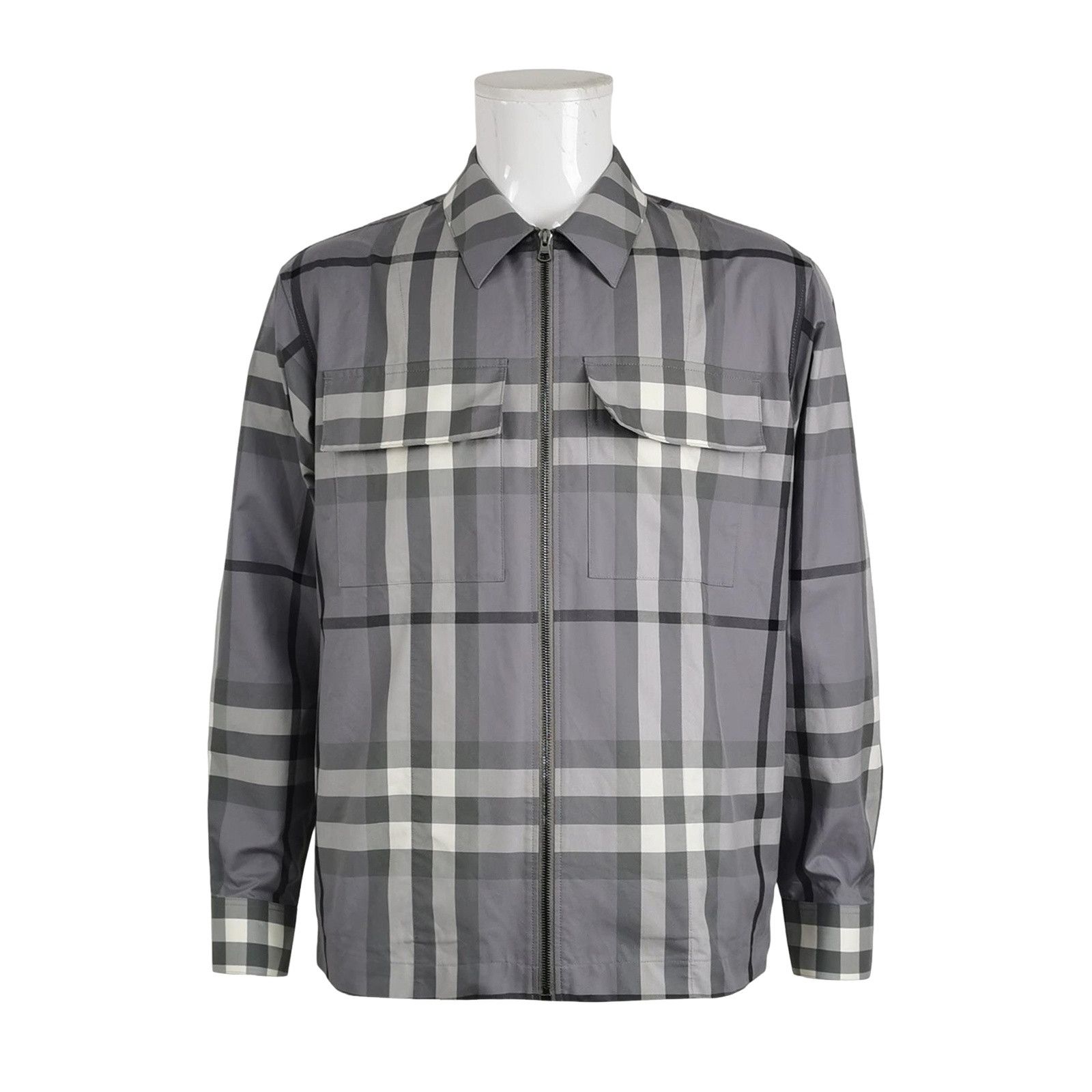 Burberry Burberry Grey Check Cotton Zip Jacket Size M Size US M / EU 48-50 / 2 - 1 Thumbnail