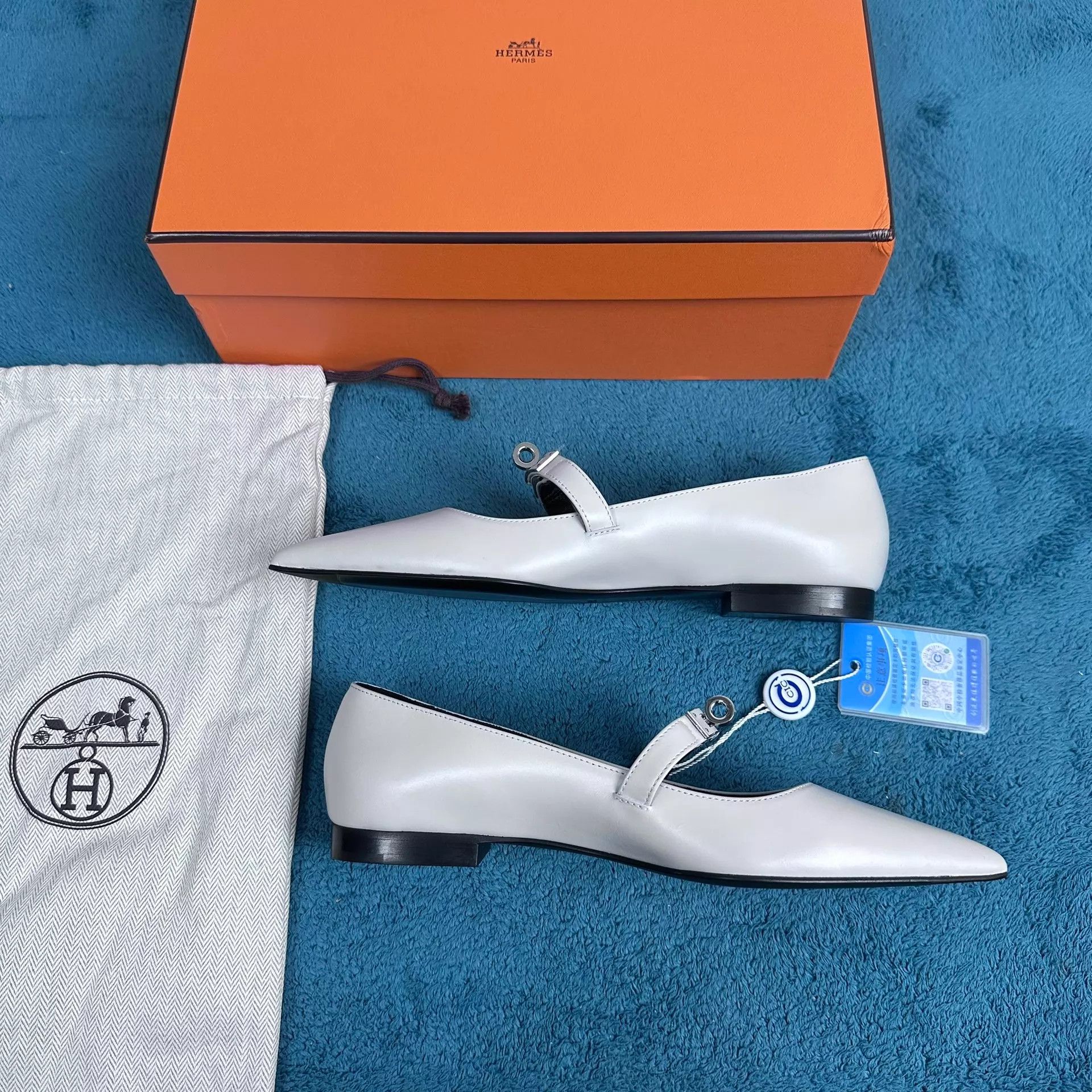 Hermes Hermès Kelly Calf Pointed Light Gray Shoes 35 New Size US 4.5 / IT 34.5 - 3 Thumbnail
