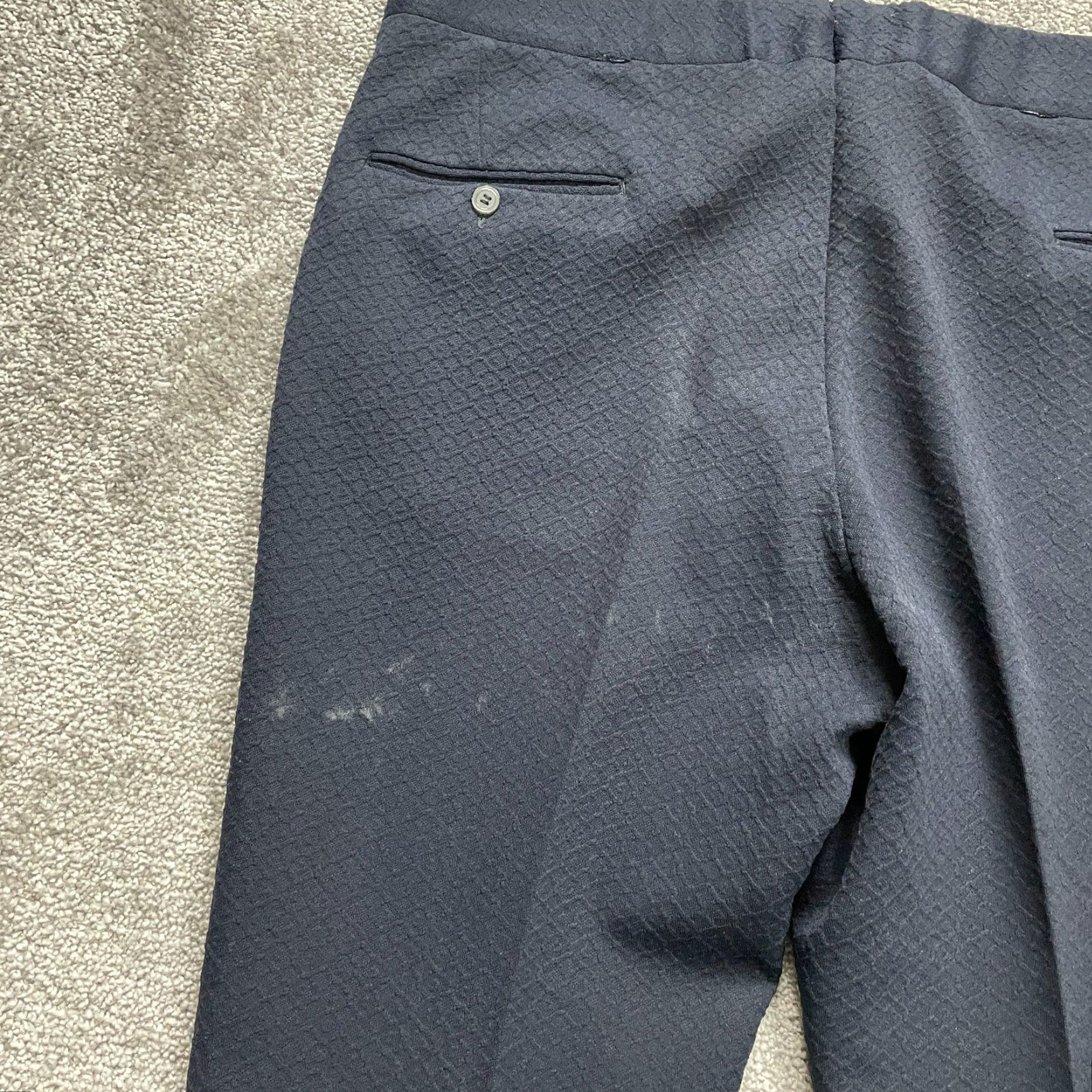 Vintage Unbranded Pants Dress Solid Dark Blue Textured Mid Rise Trouser 38x30 Womens Size 26" / US 2 / IT 38 - 7 Thumbnail
